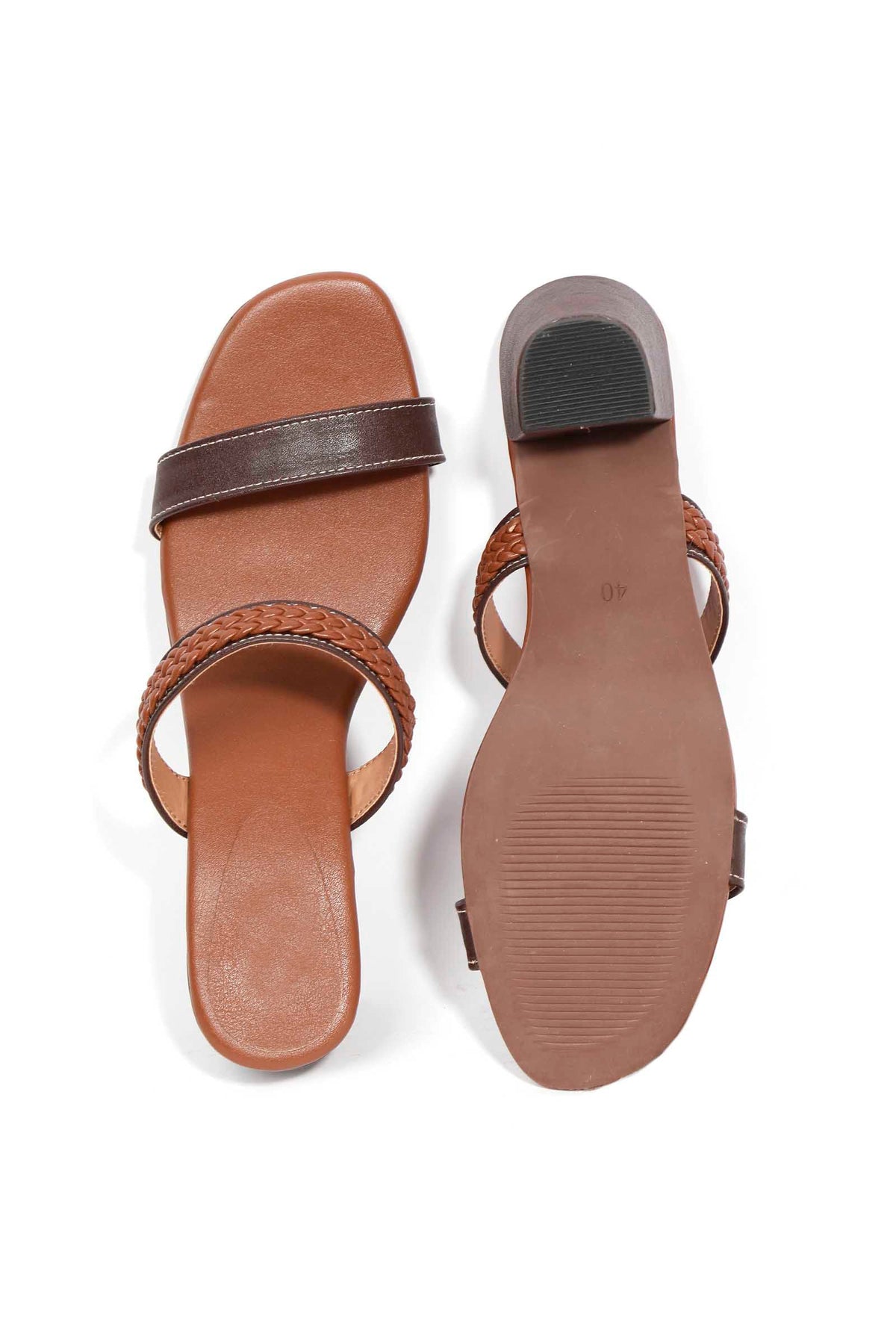 Chock Brown Strap Cushion Padded Heels サイズ EU35
