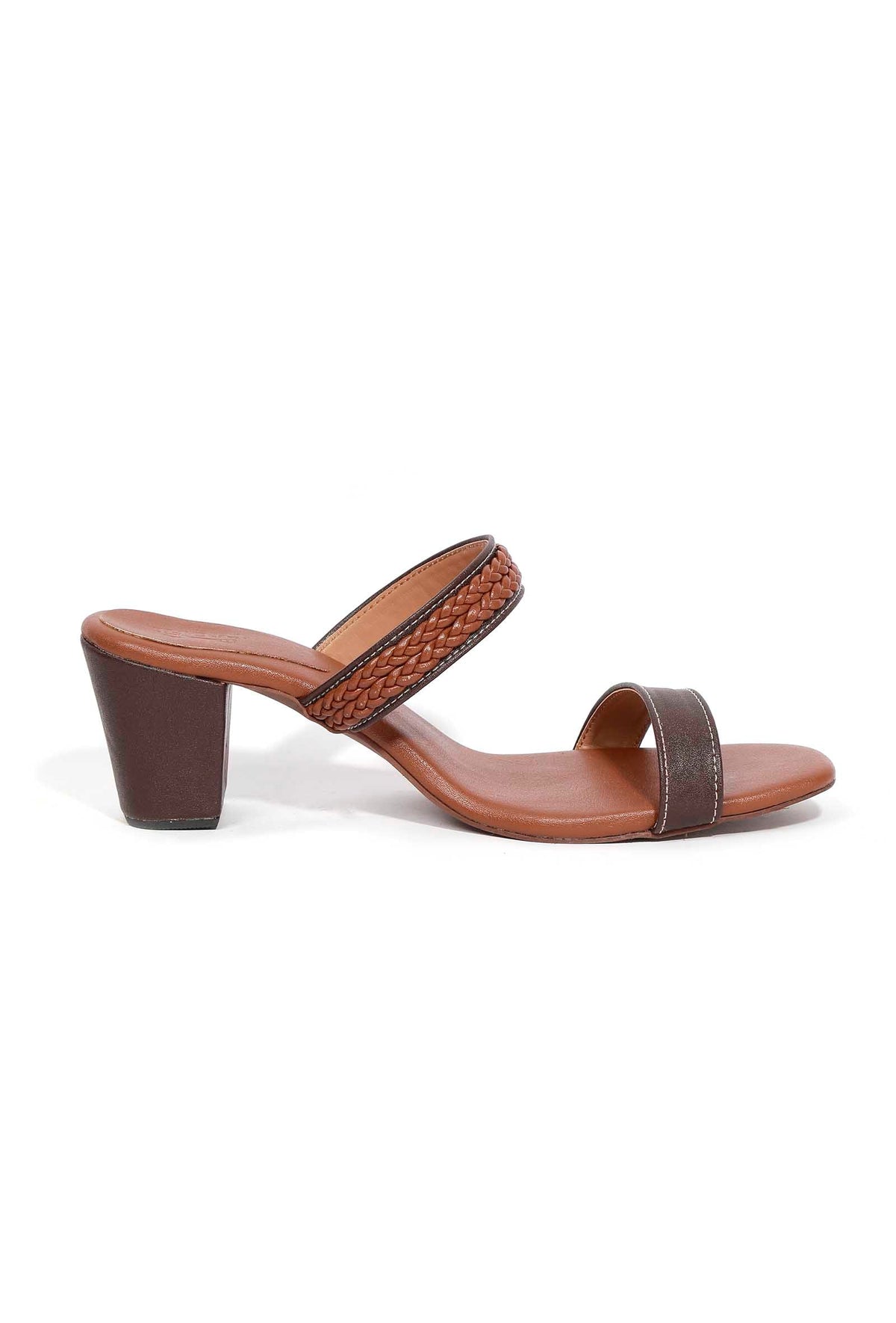 Chock Brown Strap Cushion Padded Heels サイズ EU38