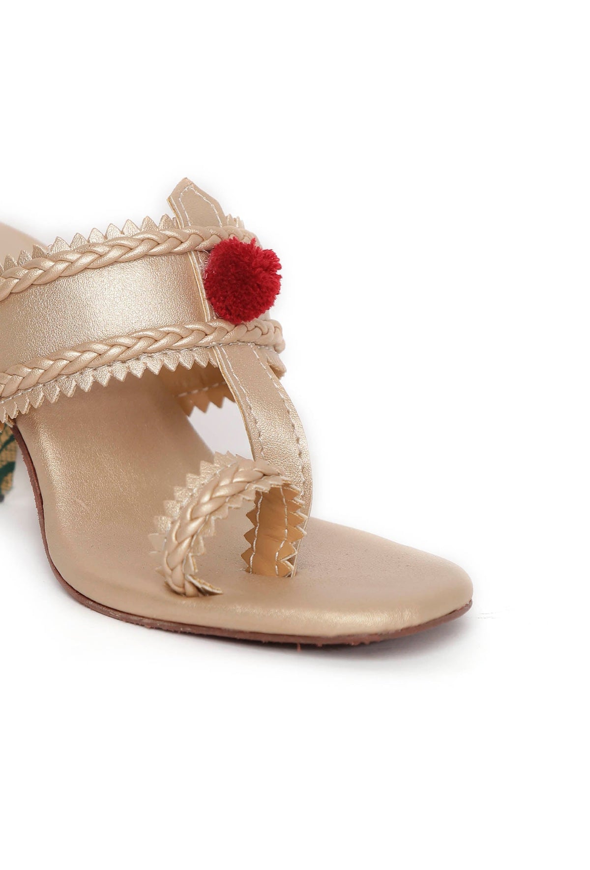 Green Brocade Heeled Kolhapuri Inspired サイズ EU39