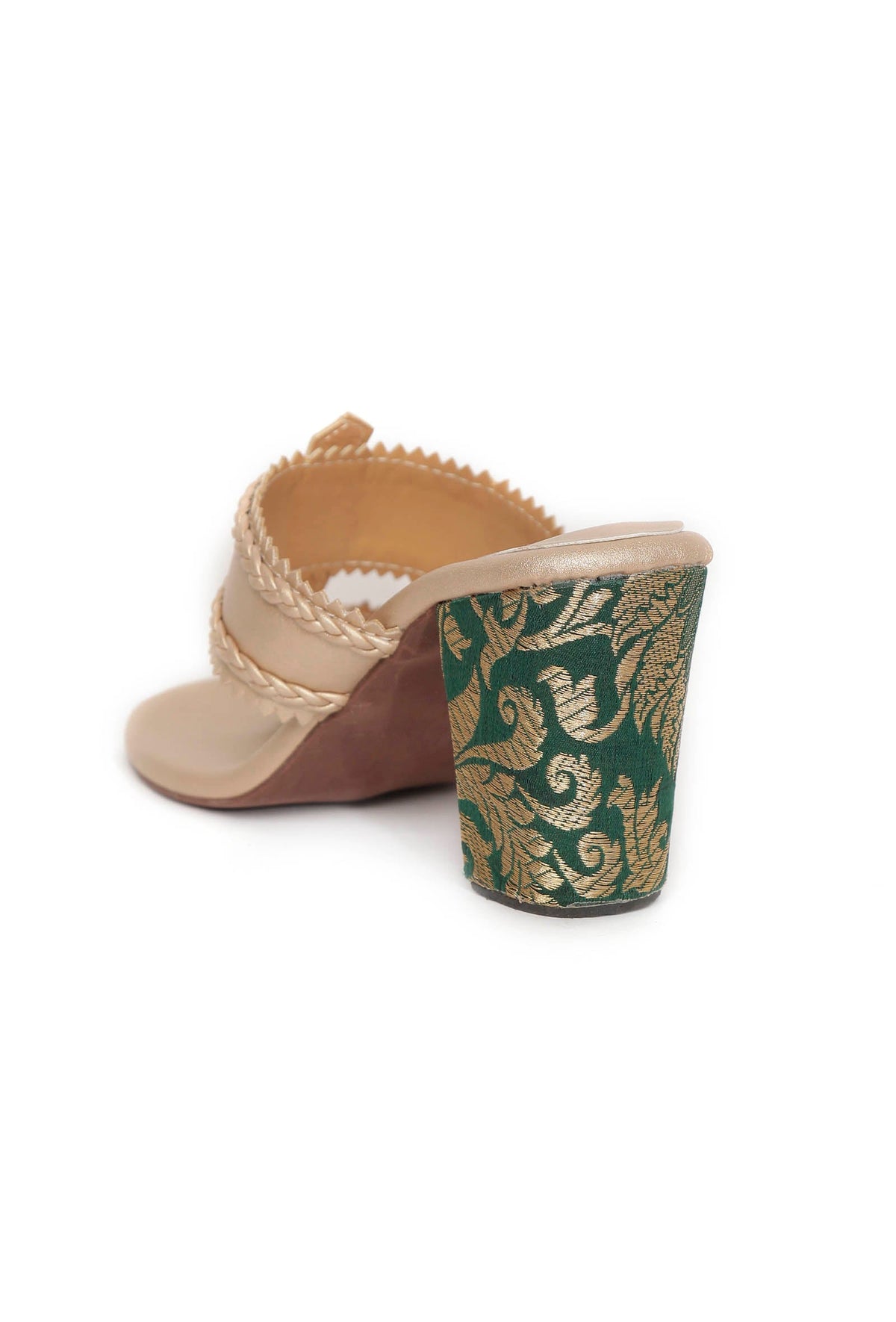 Green Brocade Heeled Kolhapuri Inspired サイズ EU40