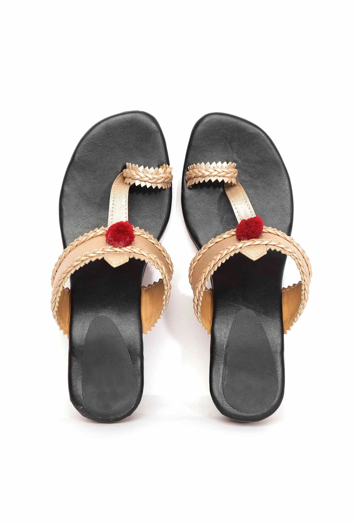 Golden with Black Brocade Kolhapuri Inspired サイズ EU41