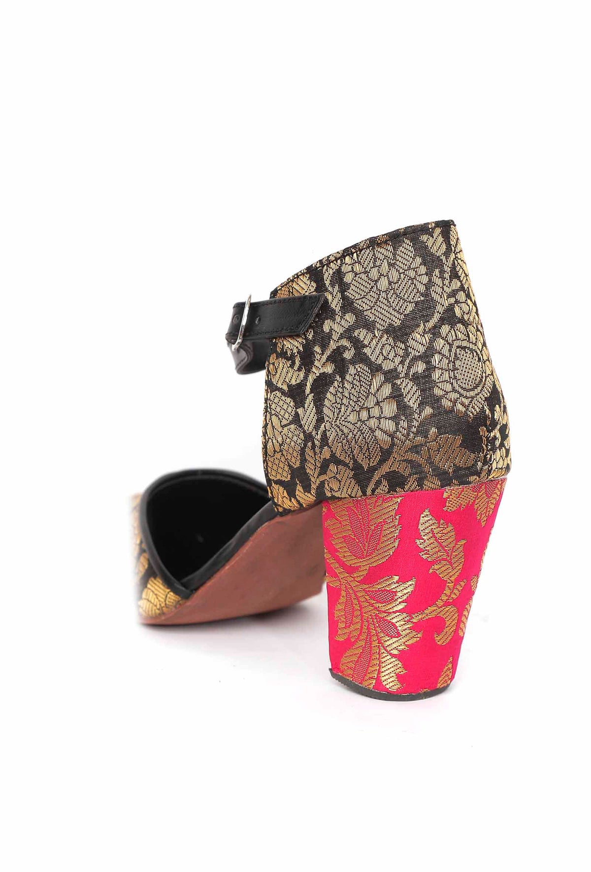 Blue Brocade with Pink Brocade Block Heels サイズ EU41