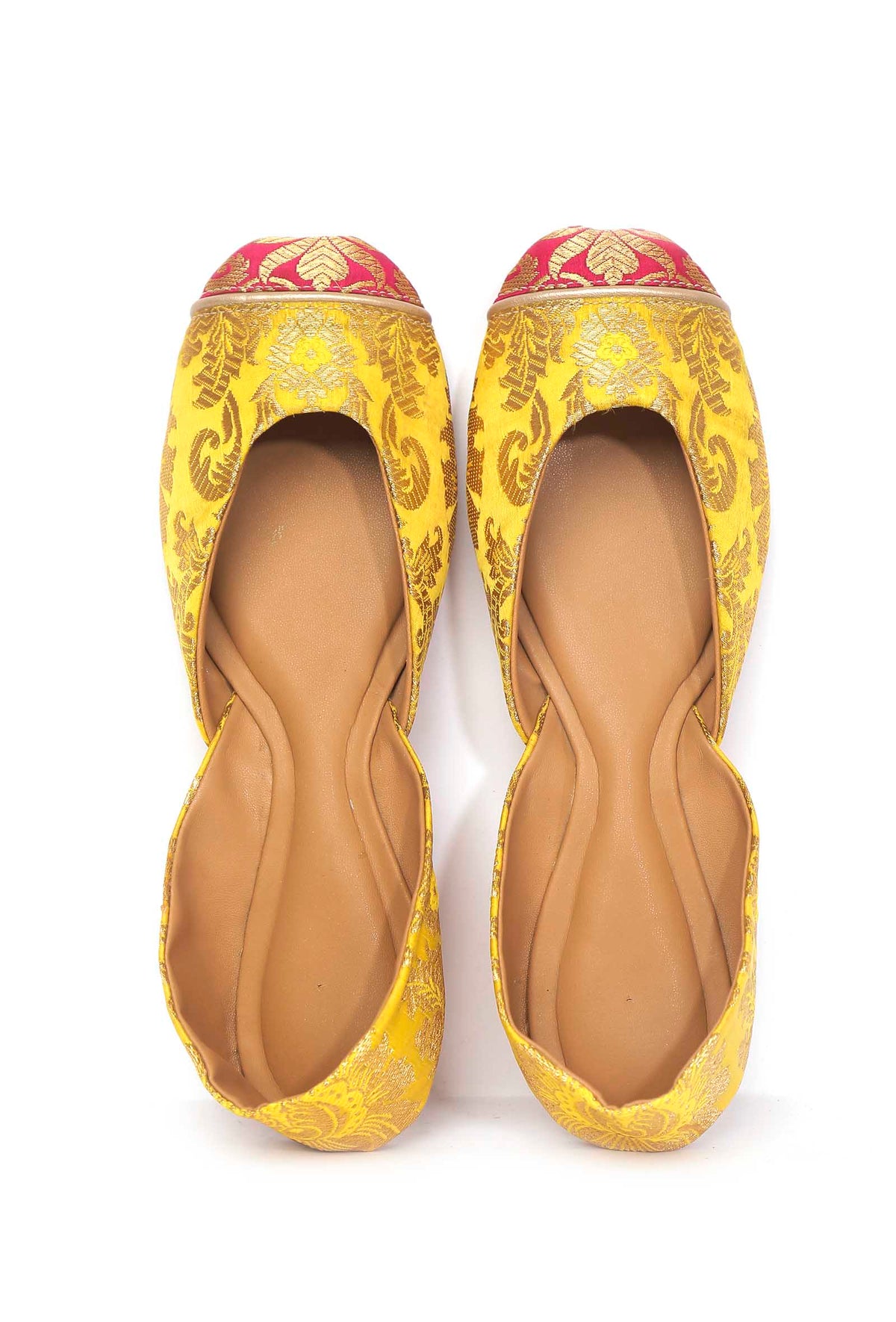 Tuscan Yellow with Pink Brocade Juttis サイズ EU40