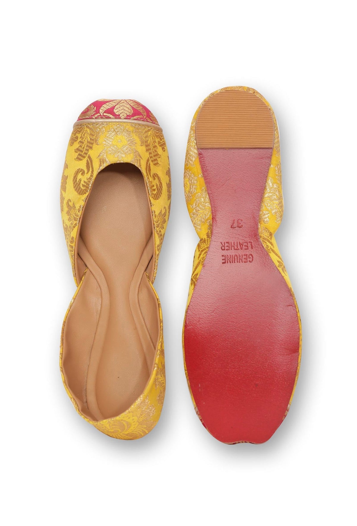 Tuscan Yellow with Pink Brocade Juttis サイズ EU39