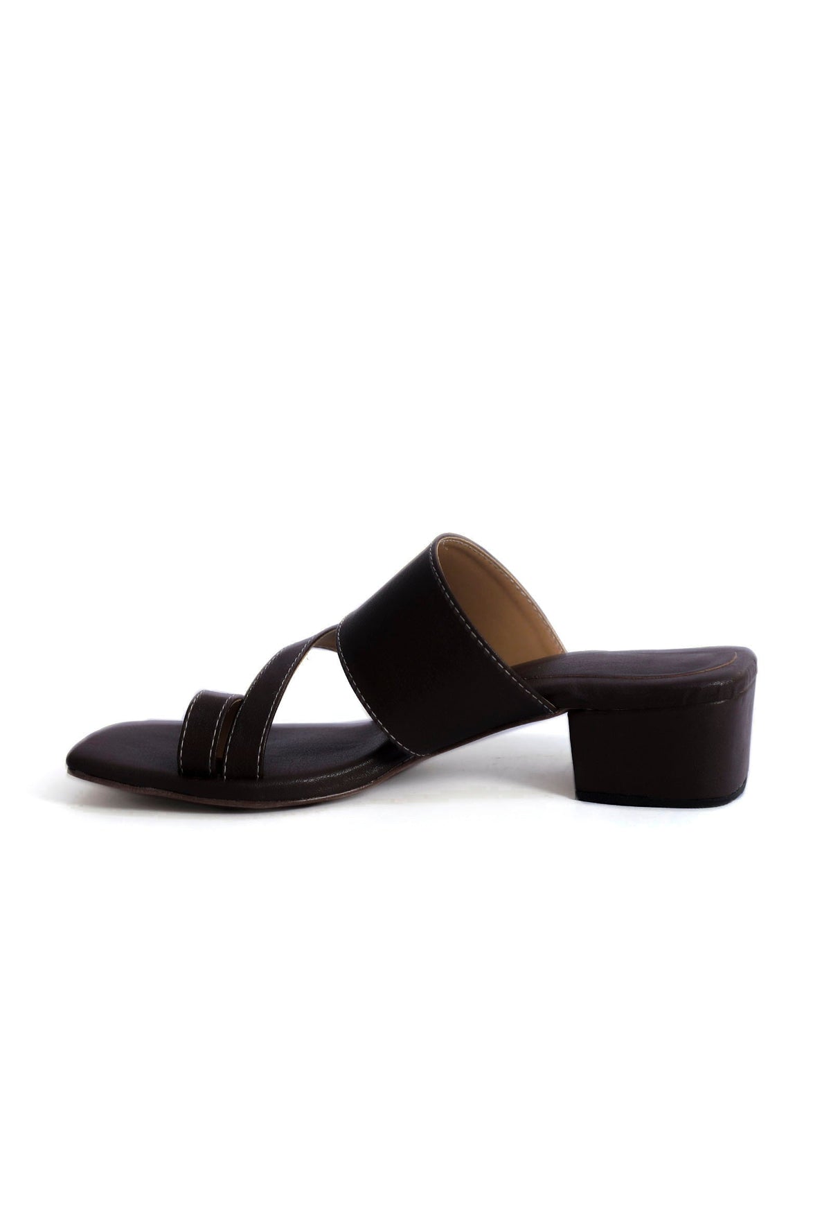 Umber Brown Cruelty Free Leather Strap Heels サイズ EU42