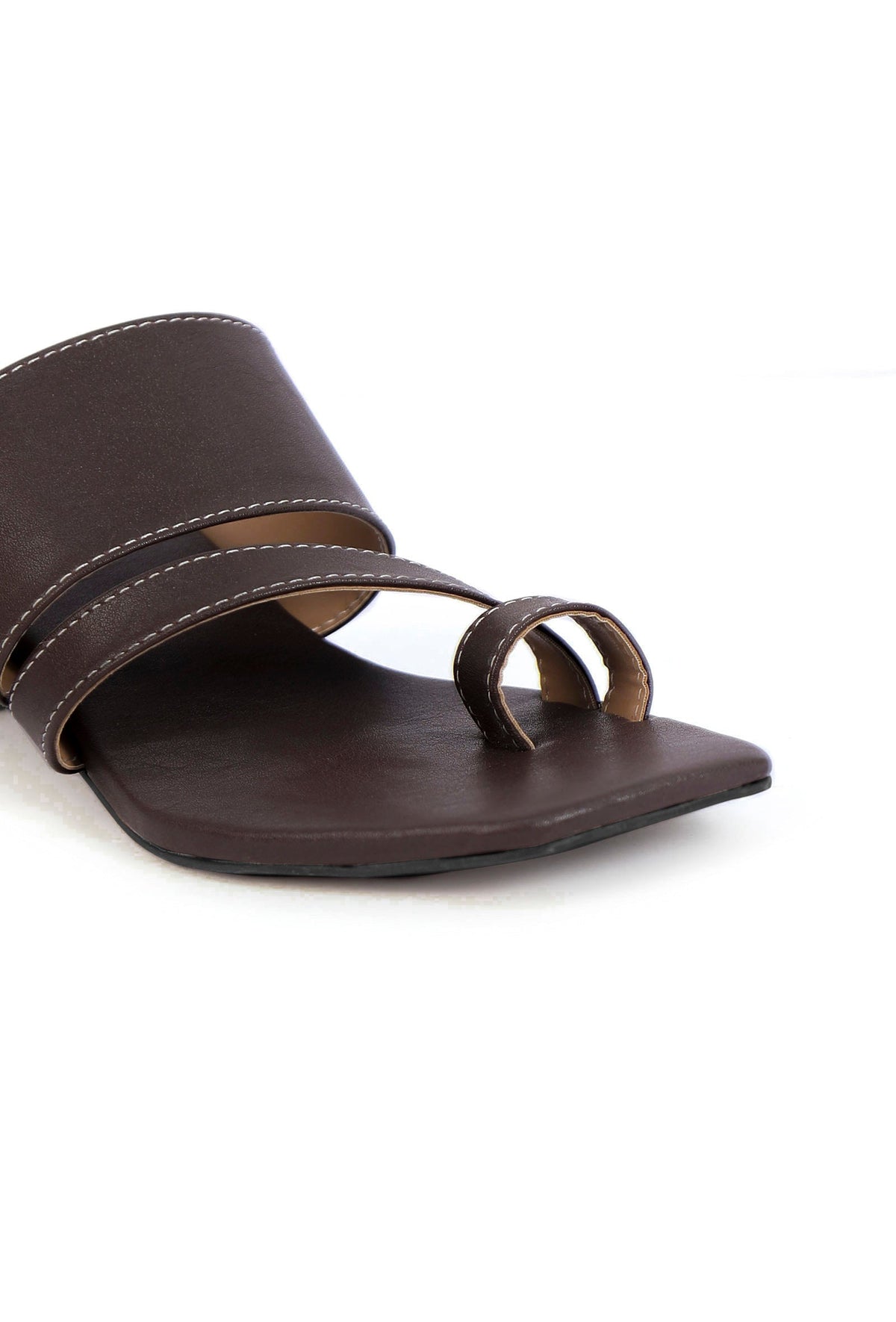 Umber Brown Cruelty Free Leather Strap Heels サイズ EU41
