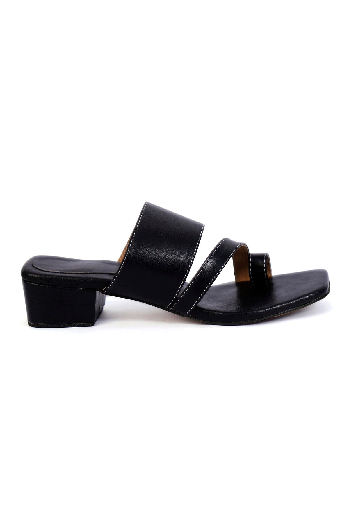 Onyx Black Cruelty-Free Leather Block Heels サイズ EU42