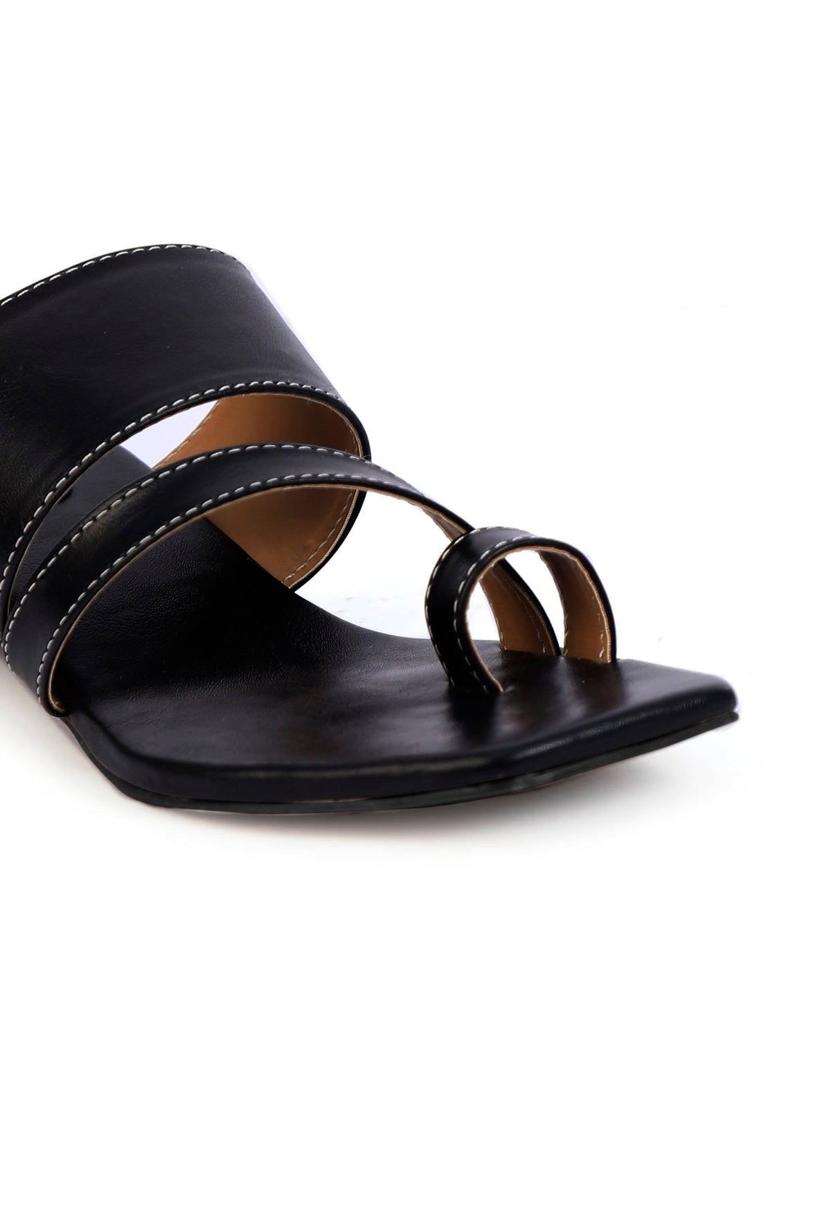 Onyx Black Cruelty-Free Leather Block Heels サイズ EU41