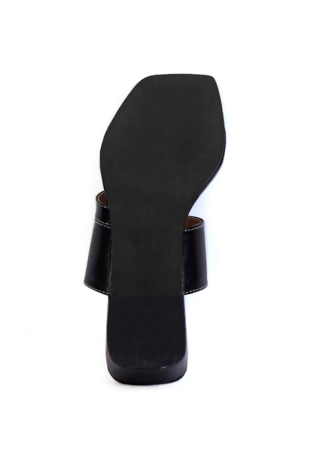 Onyx Black Cruelty-Free Leather Block Heels サイズ EU36