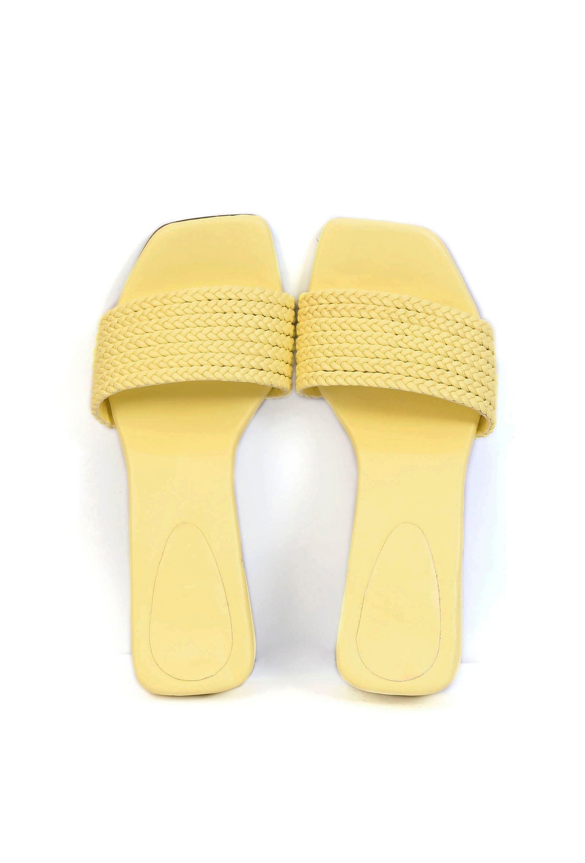 Lemon Yellow Braided Cruelty Free Leather Heels サイズ EU36