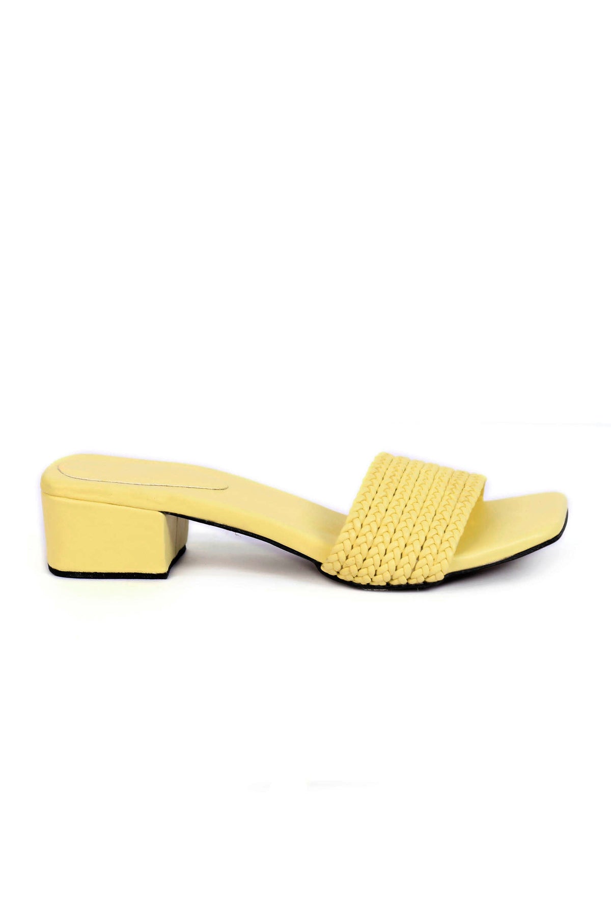 Lemon Yellow Braided Cruelty Free Leather Heels サイズ EU42