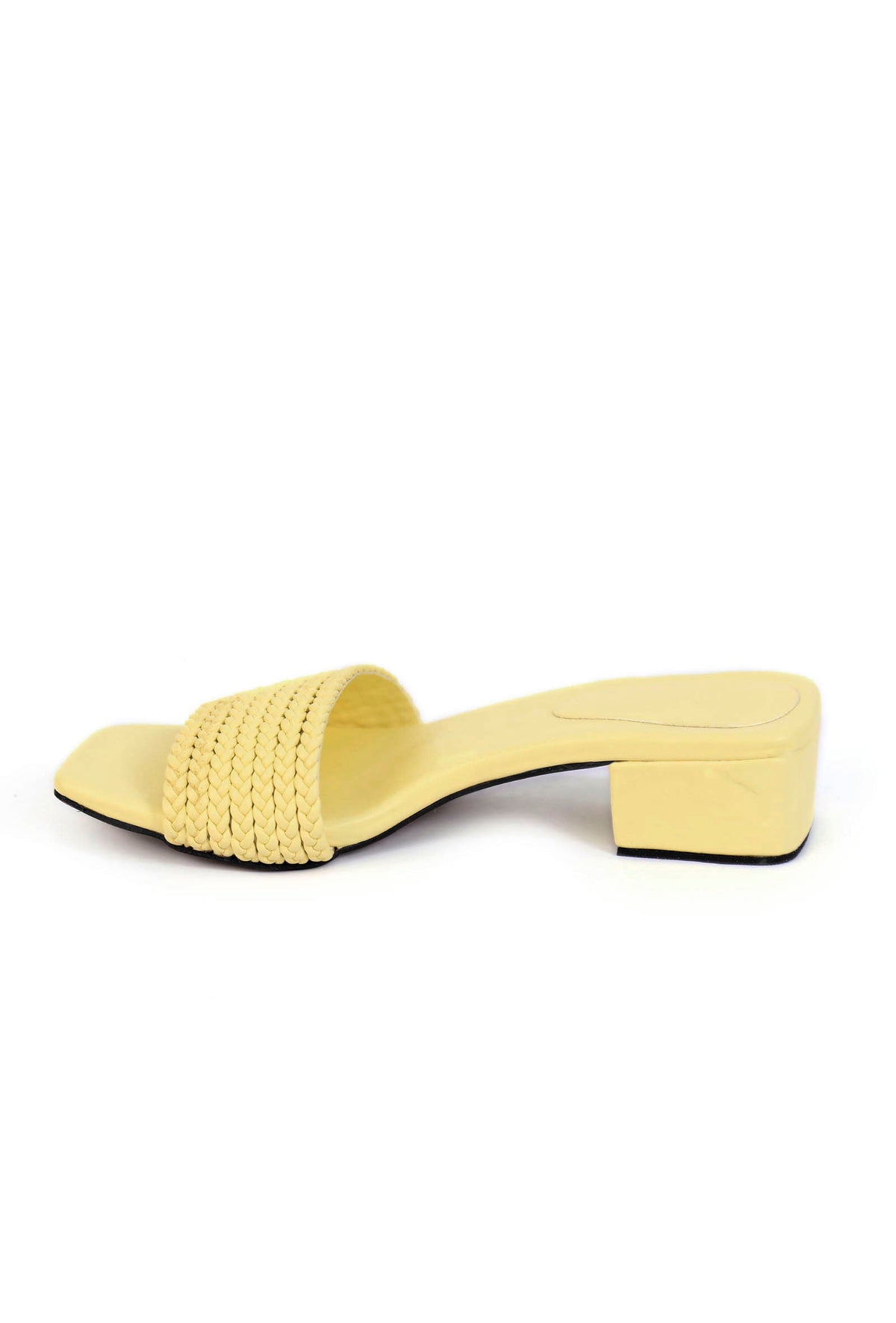 Lemon Yellow Braided Cruelty Free Leather Heels サイズ EU36