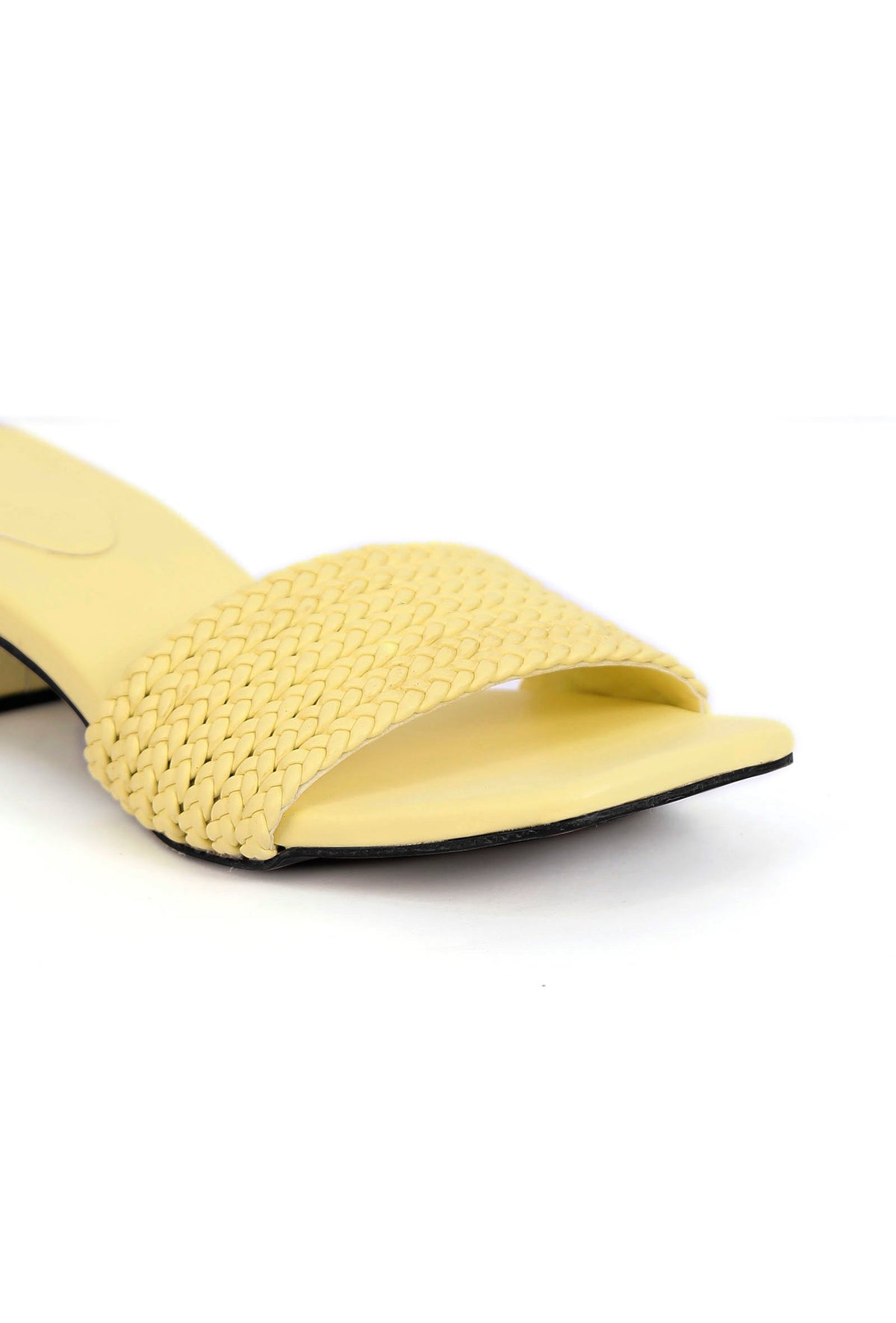 Lemon Yellow Braided Cruelty Free Leather Heels サイズ EU38
