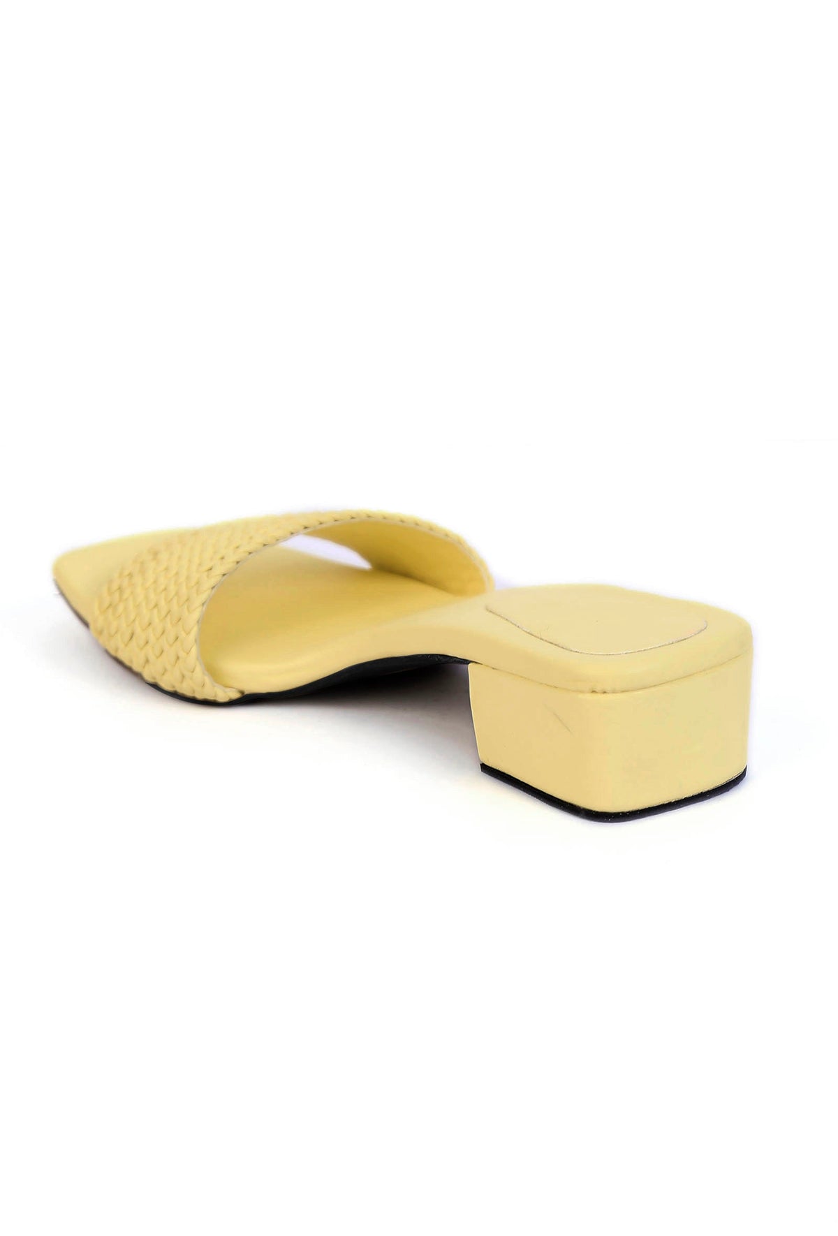 Lemon Yellow Braided Cruelty Free Leather Heels サイズ EU42