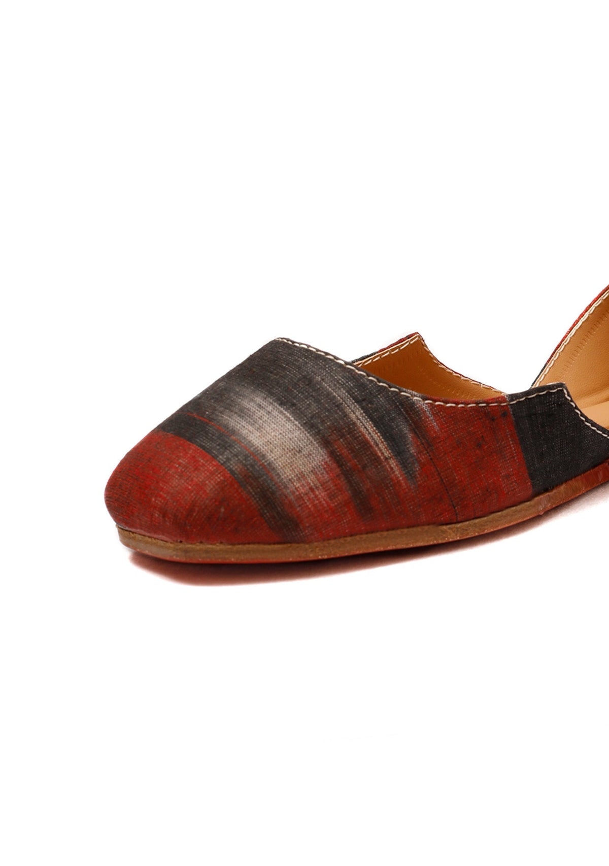 Red and Black Ikkat Cruelty Free Leather Flat Ballerinas サイズ EU41