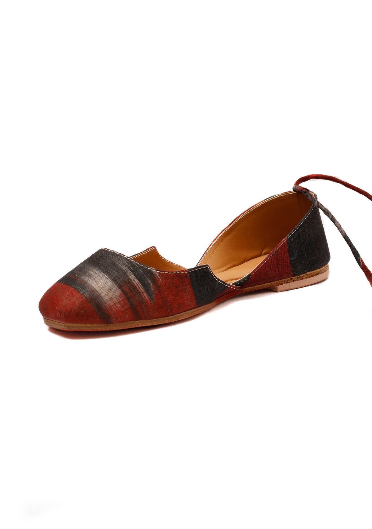 Red and Black Ikkat Cruelty Free Leather Flat Ballerinas サイズ EU41