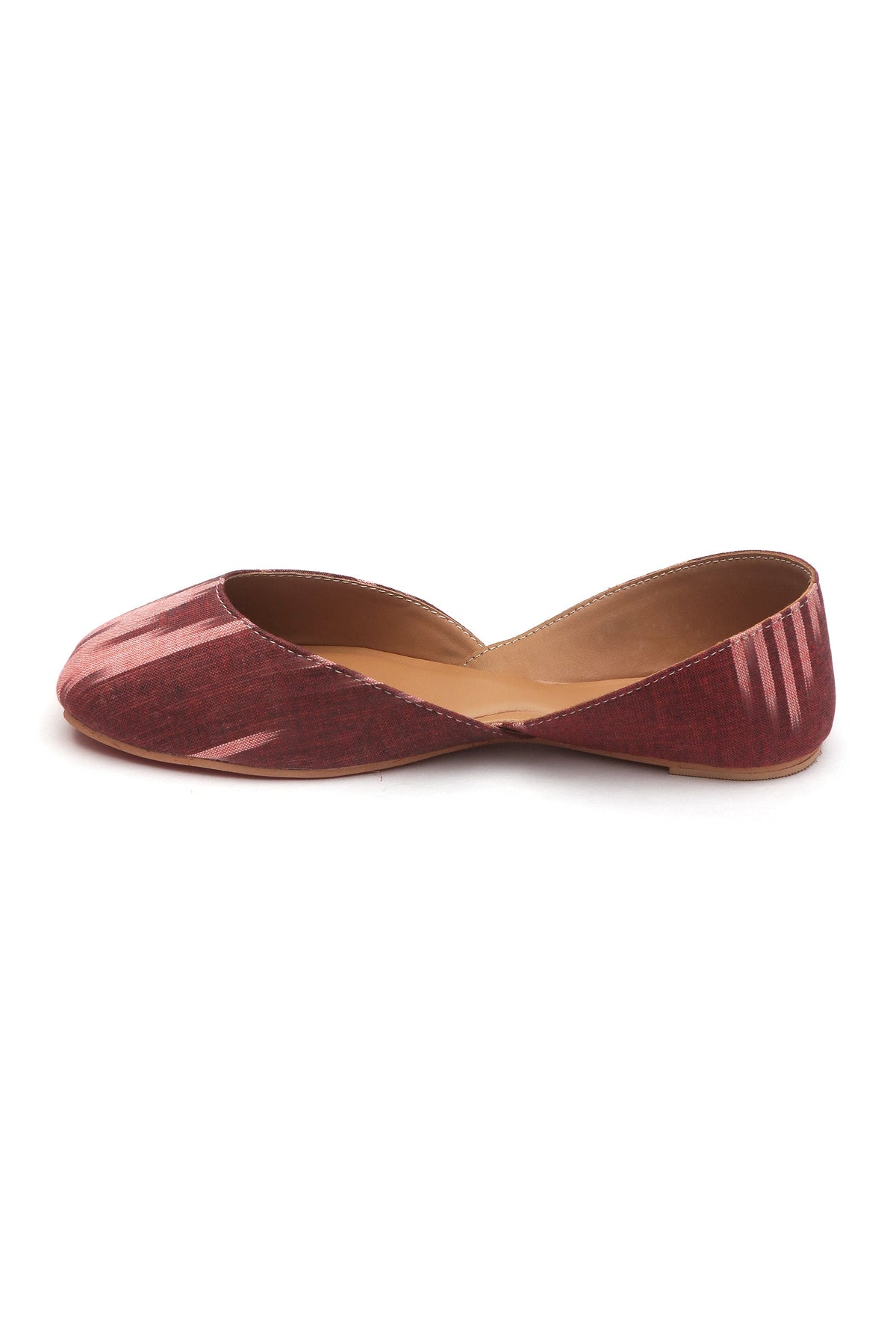 Maroon Ikkat Cruelty Free Leather Juttis サイズ EU41