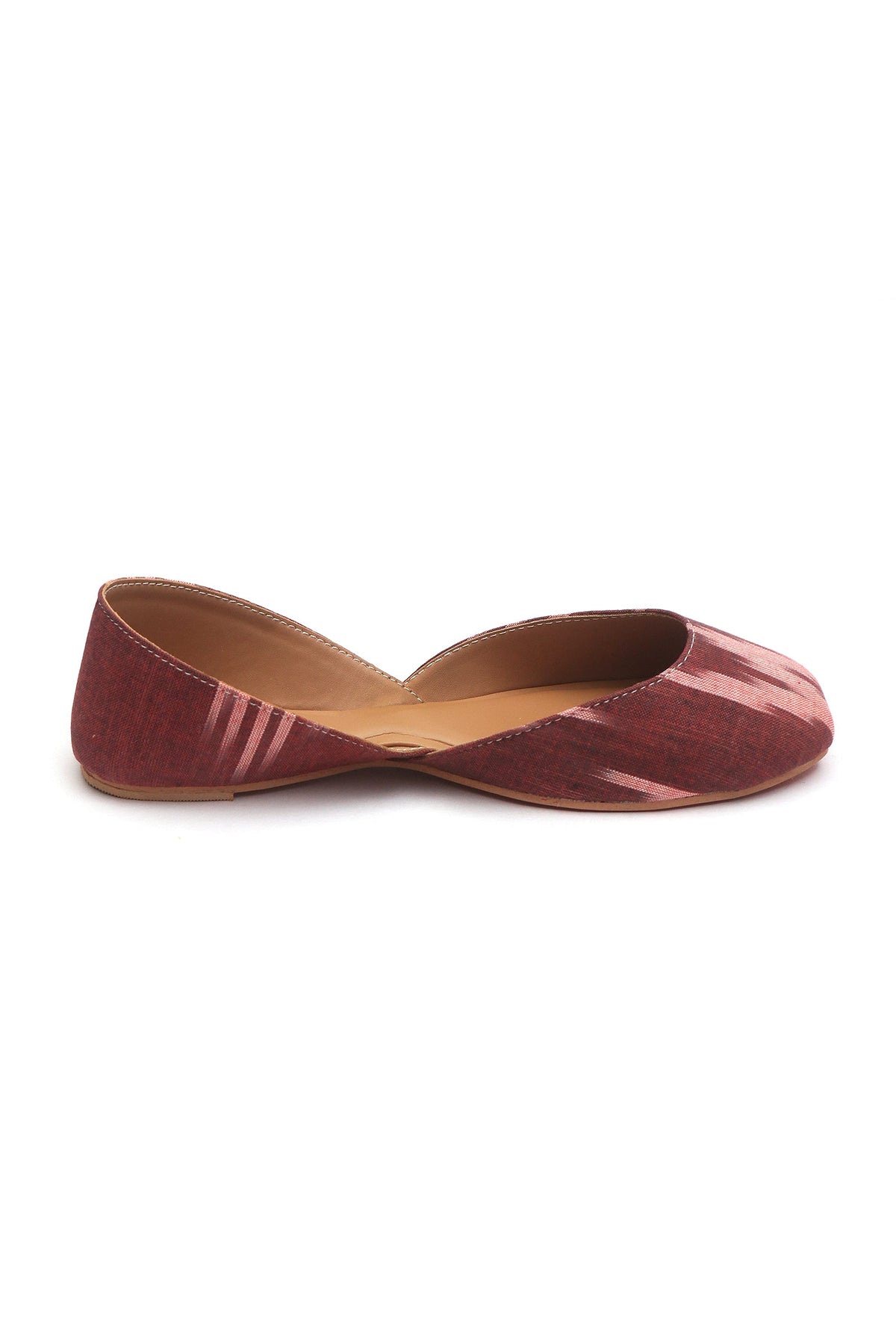 Maroon Ikkat Cruelty Free Leather Juttis サイズ EU41
