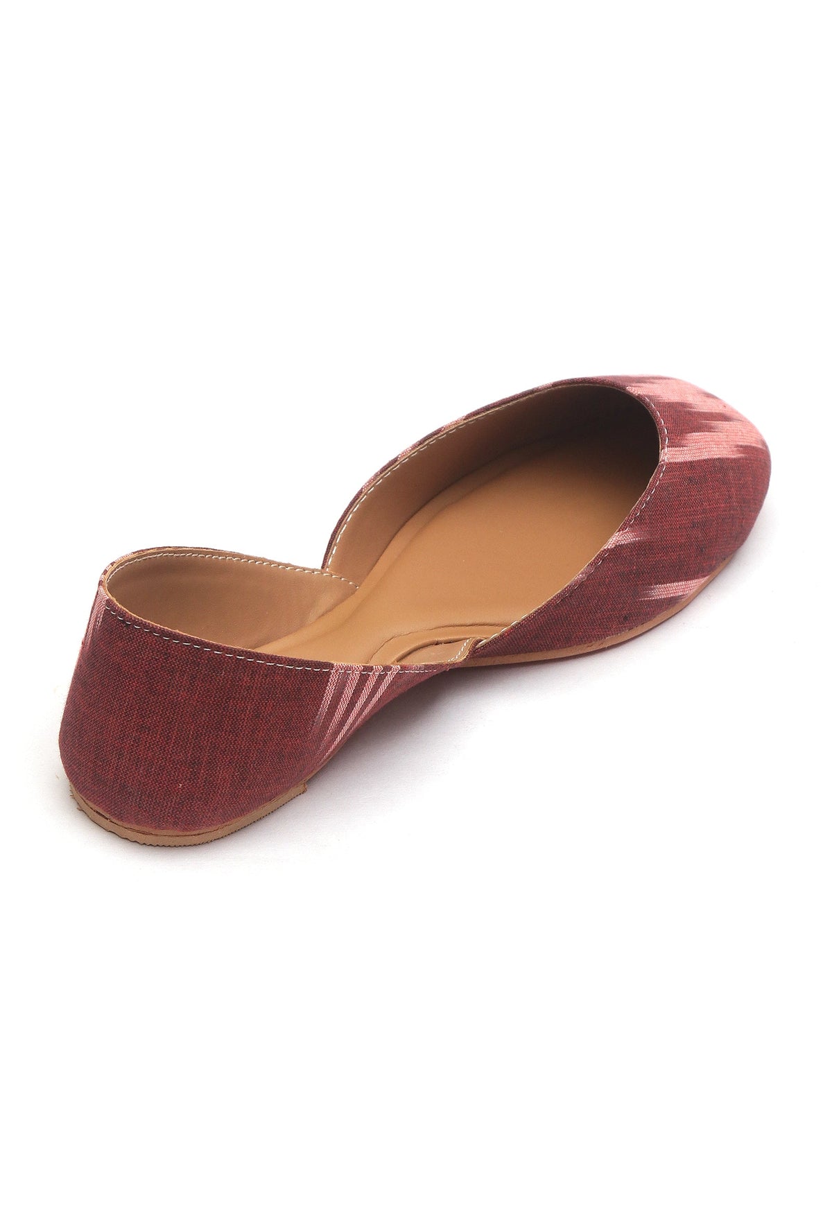 Maroon Ikkat Cruelty Free Leather Juttis サイズ EU39