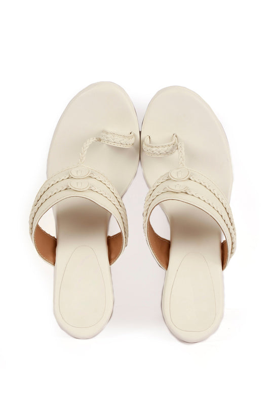 Snow White Vegan Leather Kolhapuri Wedges サイズ EU38