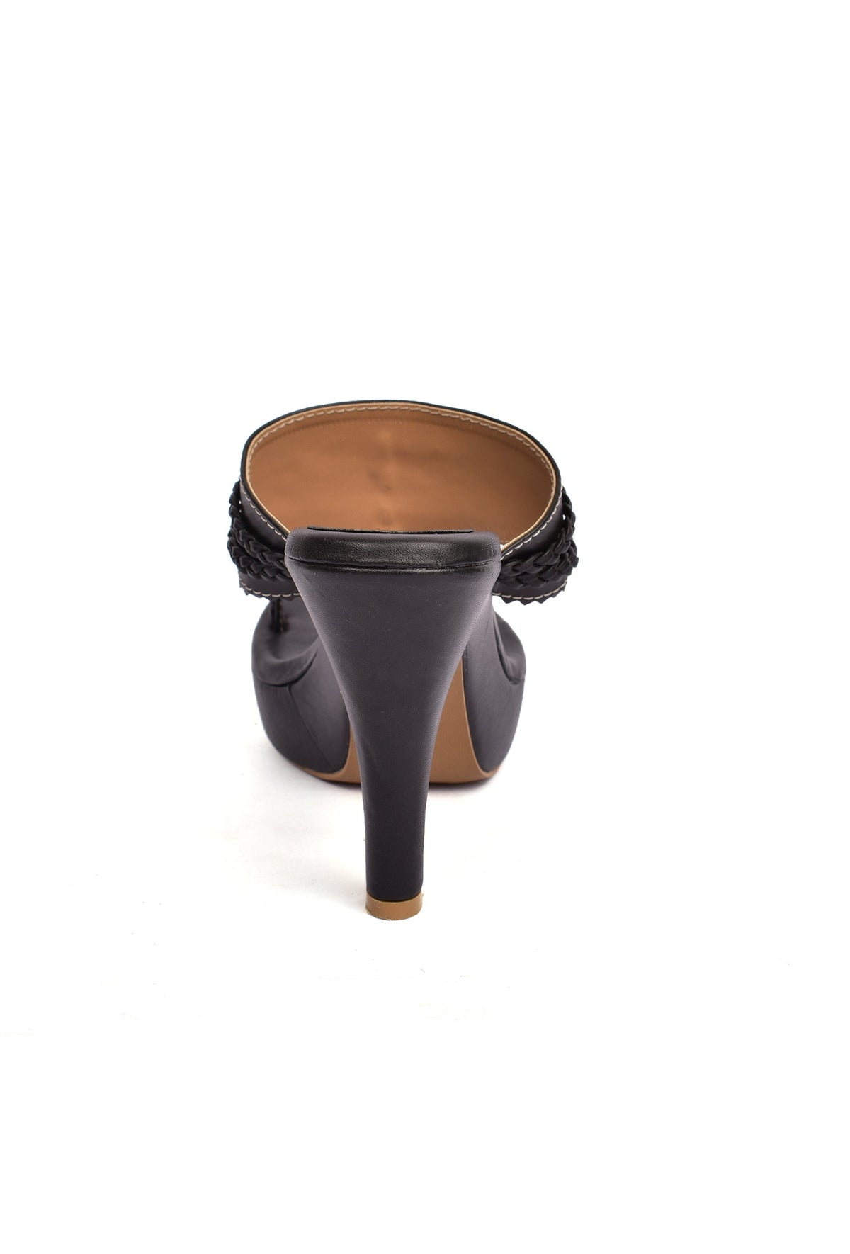 Classic Black Vegan Leather Kolhapuri Heels サイズ EU40