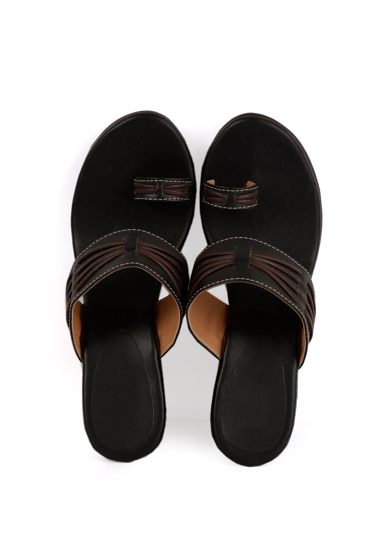 Coco Brown Vegan Leather Kolhapuri Wedges サイズ EU36