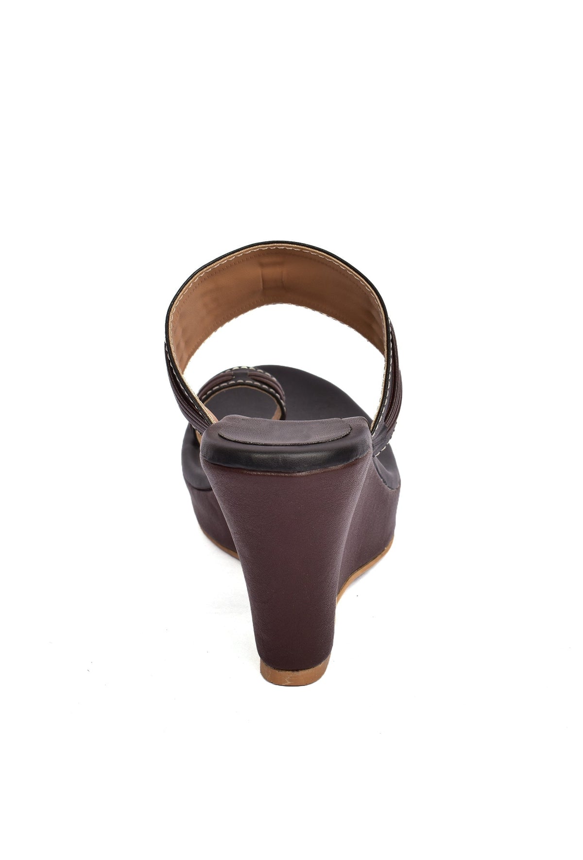 Coco Brown Vegan Leather Kolhapuri Wedges サイズ EU38