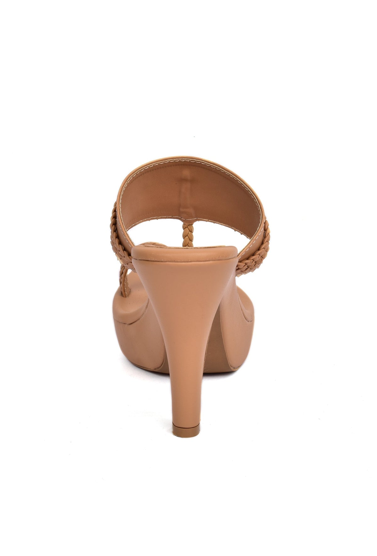 Beige Vegan Leather Kolhapuri Heels サイズ EU36