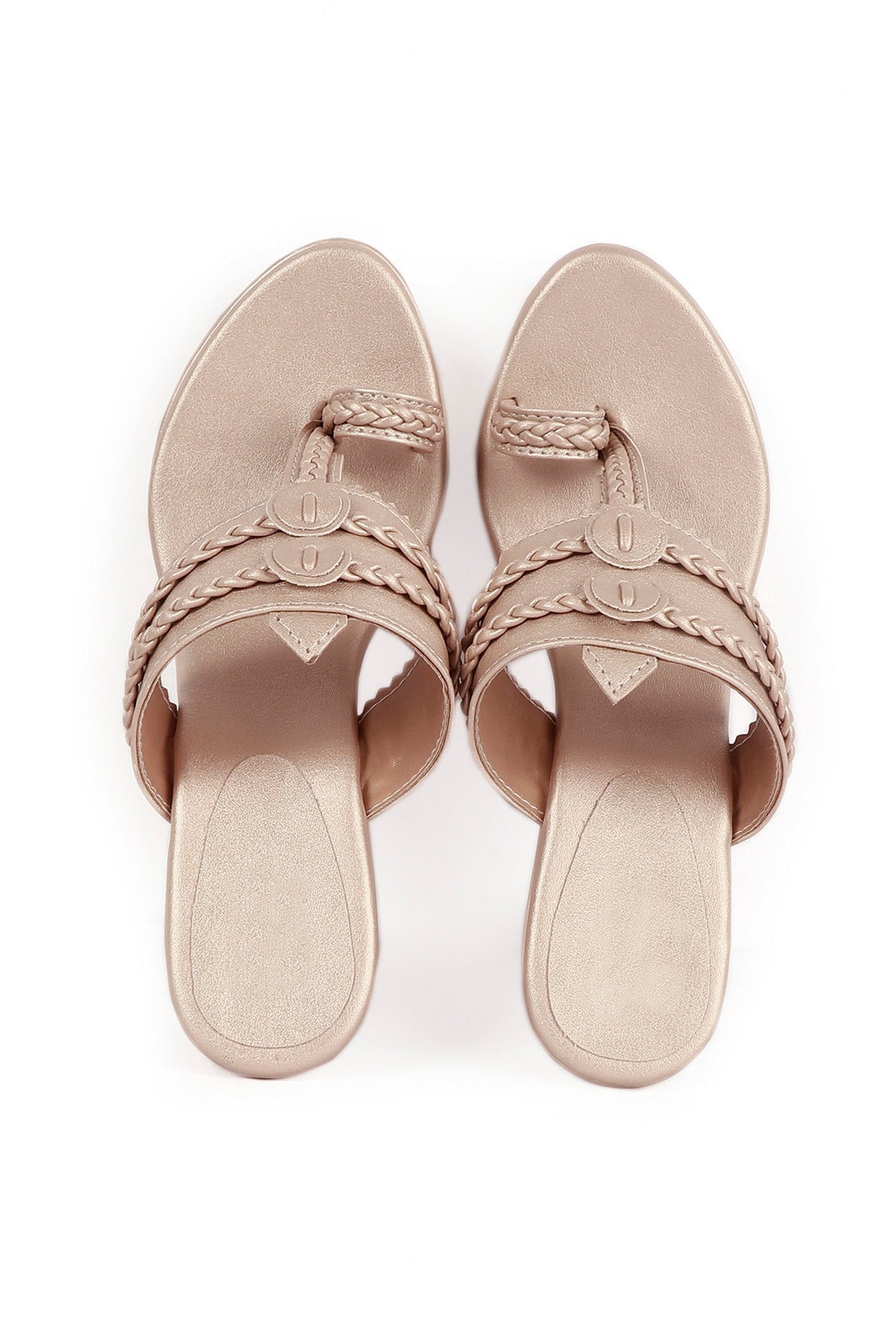 Glimmer Golden Vegan Leather Kolhapuri Heels サイズ EU40