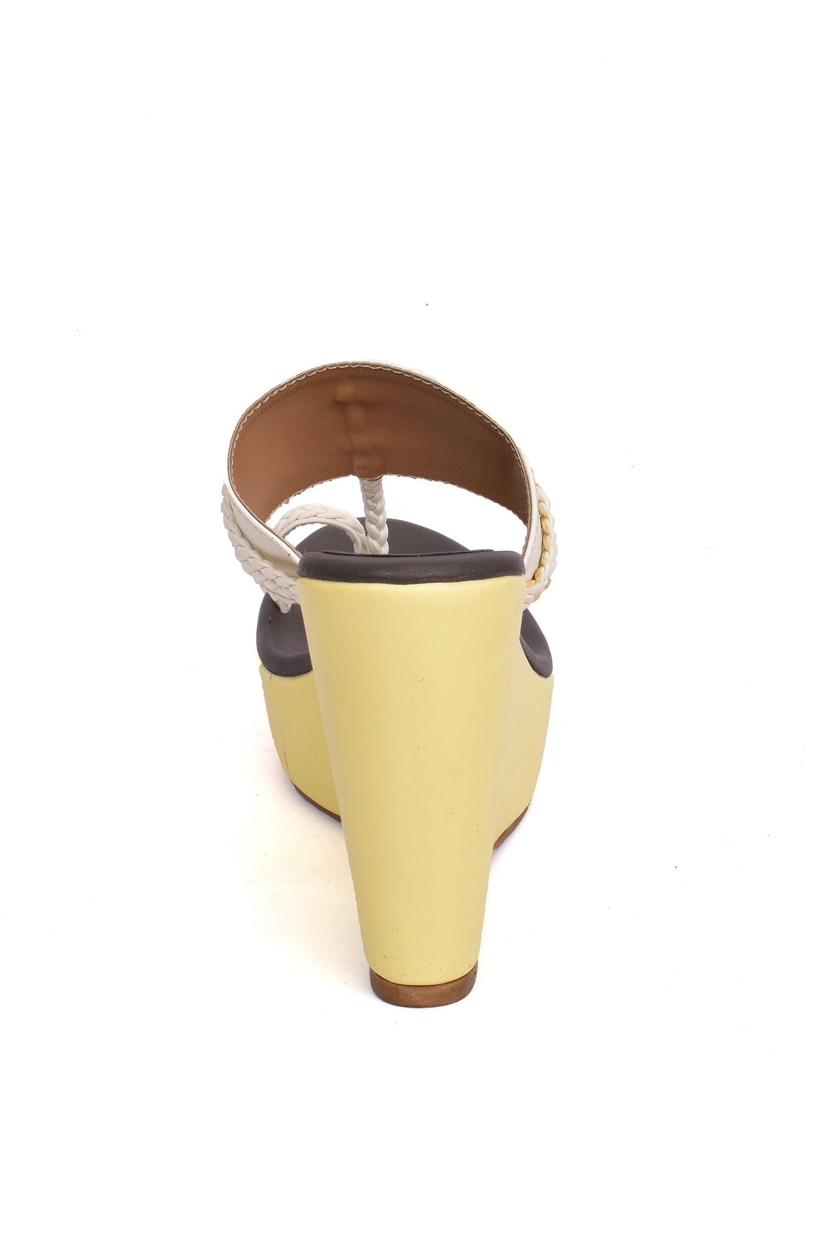 Cream and White Vegan Leather Kolhapuri Wedges サイズ EU39