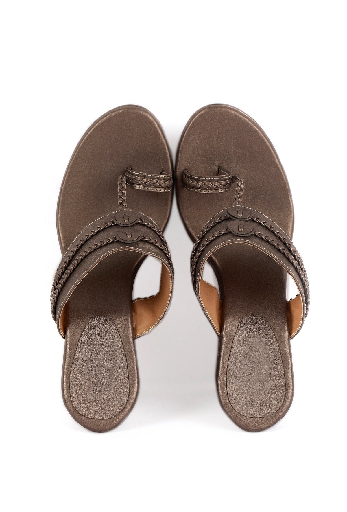 Silver Tan Vegan Leather Kolhapuri Wedges サイズ EU38