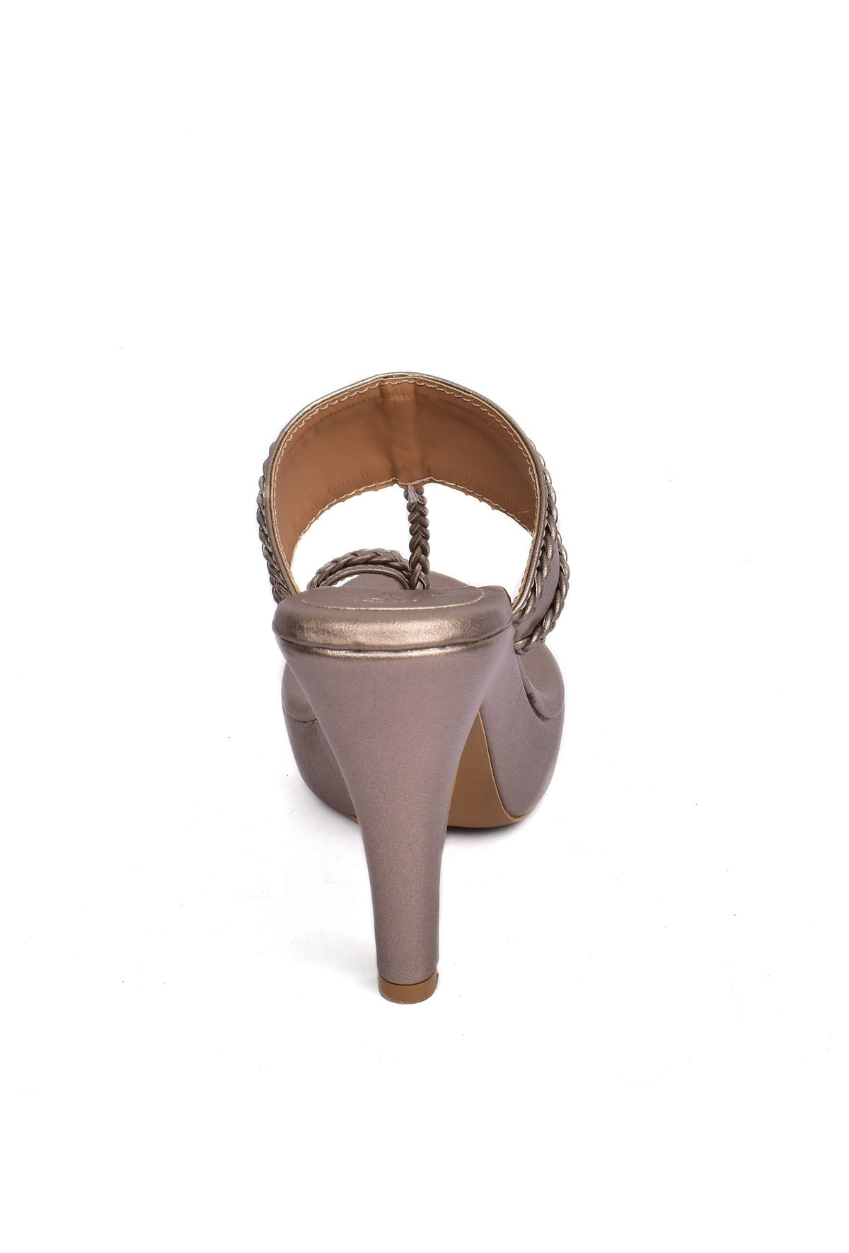 Silver Tan Vegan Leather Kolhapuri Heels サイズ EU39