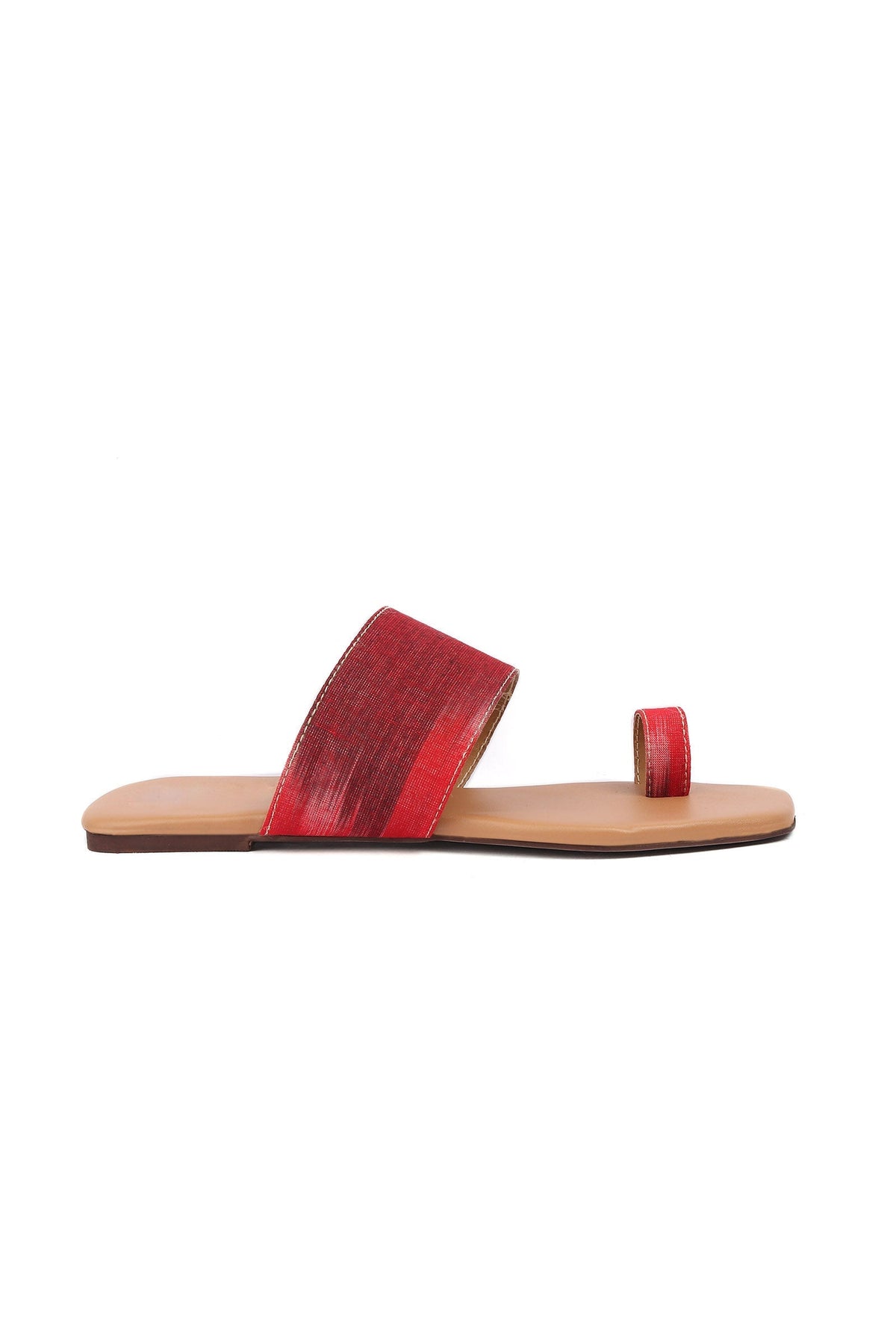 White & Caramel Brown Ikat Cruelty Free Leather One Toe Flats サイズ EU42