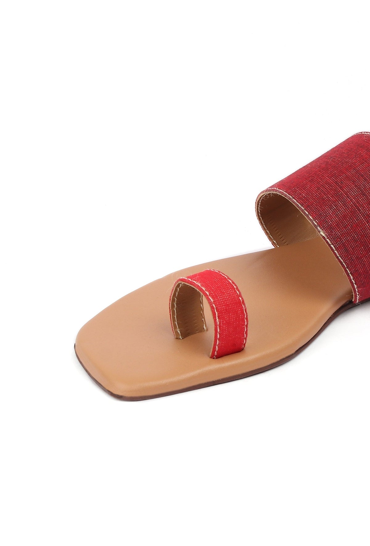 White & Caramel Brown Ikat Cruelty Free Leather One Toe Flats サイズ EU39