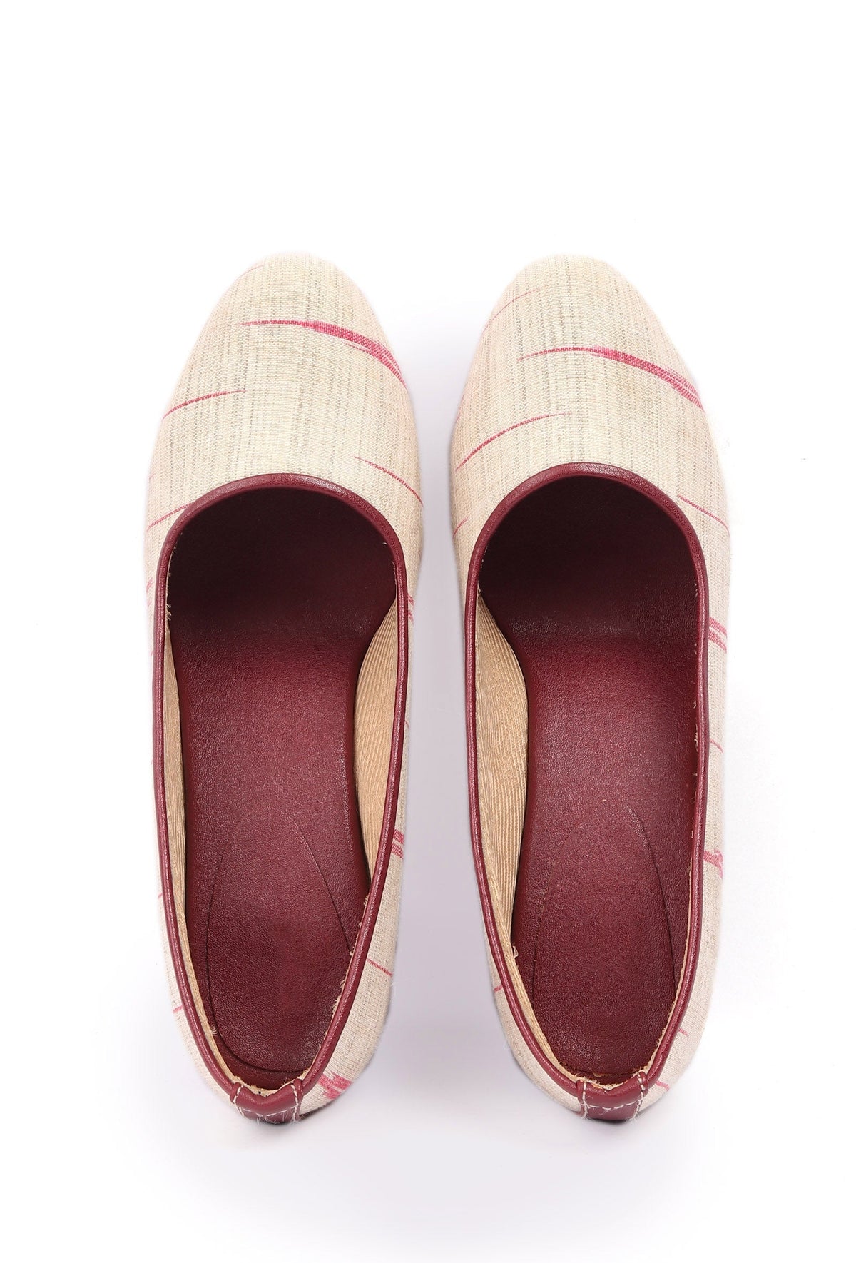 White & Red Ikat Block Heels Cruelty Free Leather Ballerinas サイズ EU41