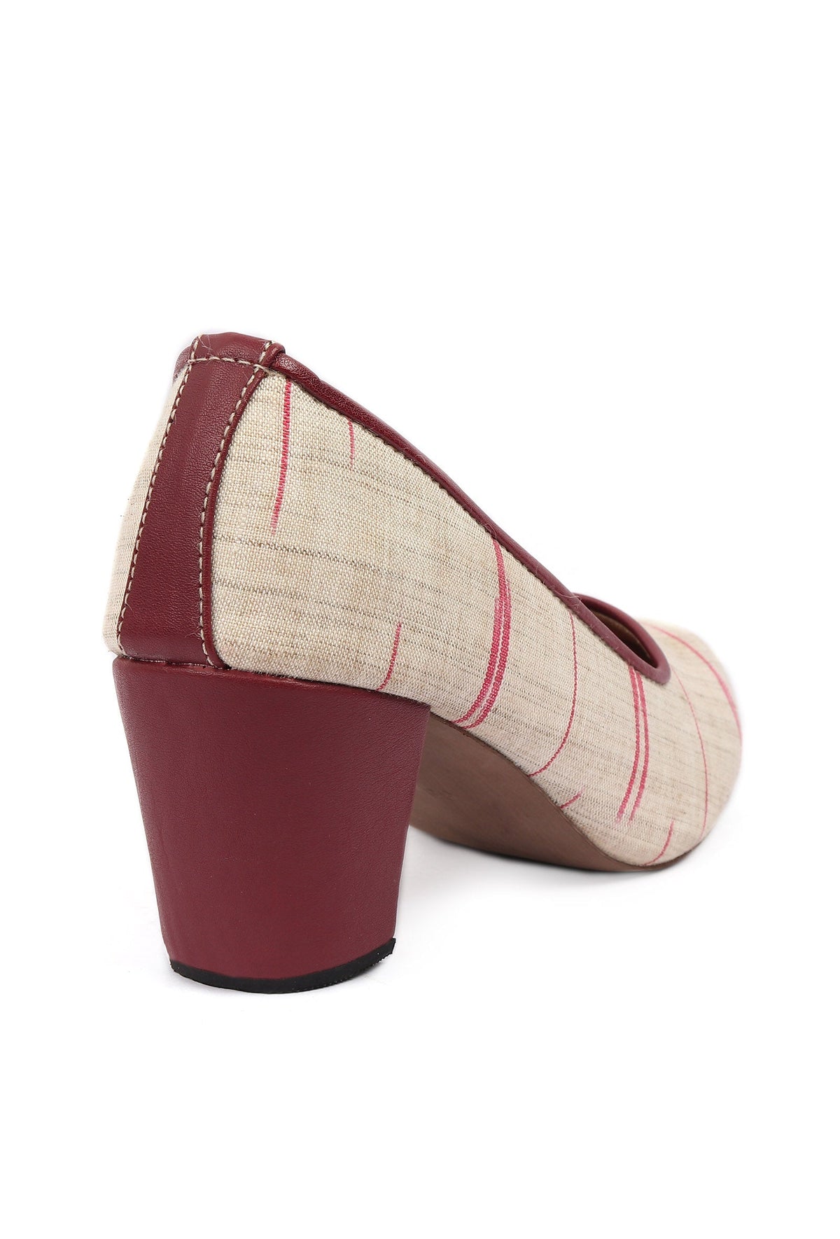 White & Red Ikat Block Heels Cruelty Free Leather Ballerinas サイズ EU41