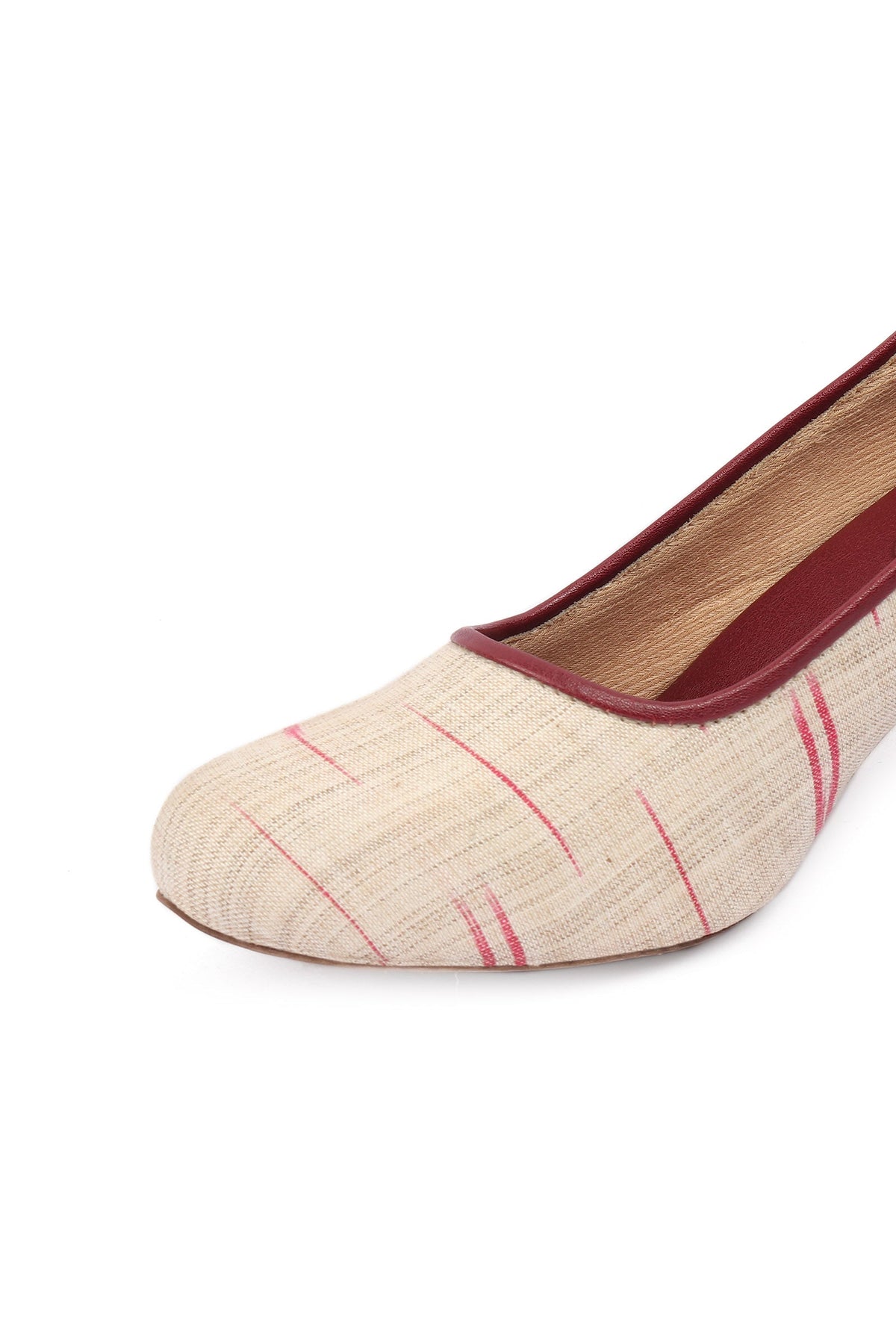 White & Red Ikat Block Heels Cruelty Free Leather Ballerinas サイズ EU35