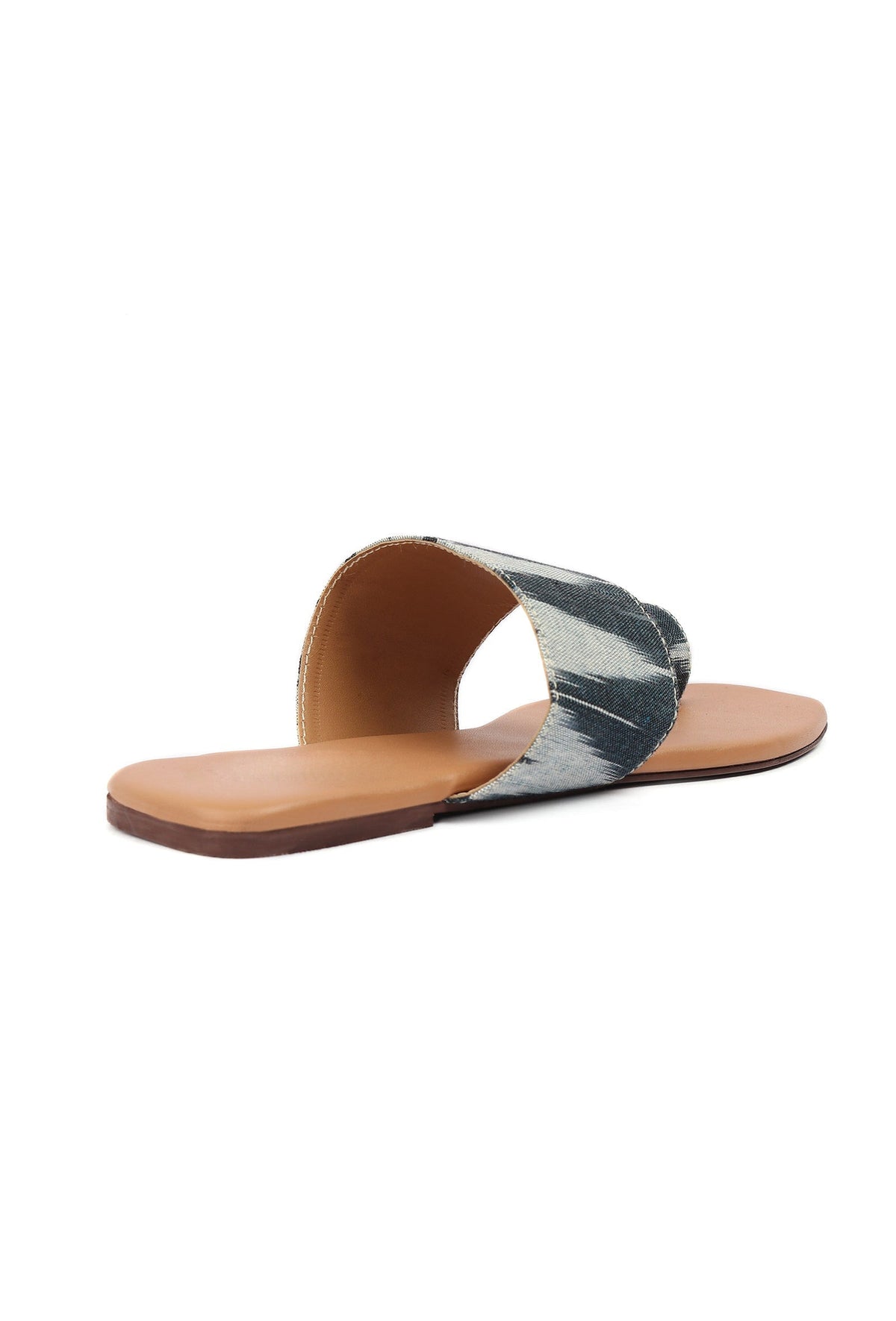 Black & Caramel Brown Ikat One Toe Cruelty Free Leather Flats サイズ EU40