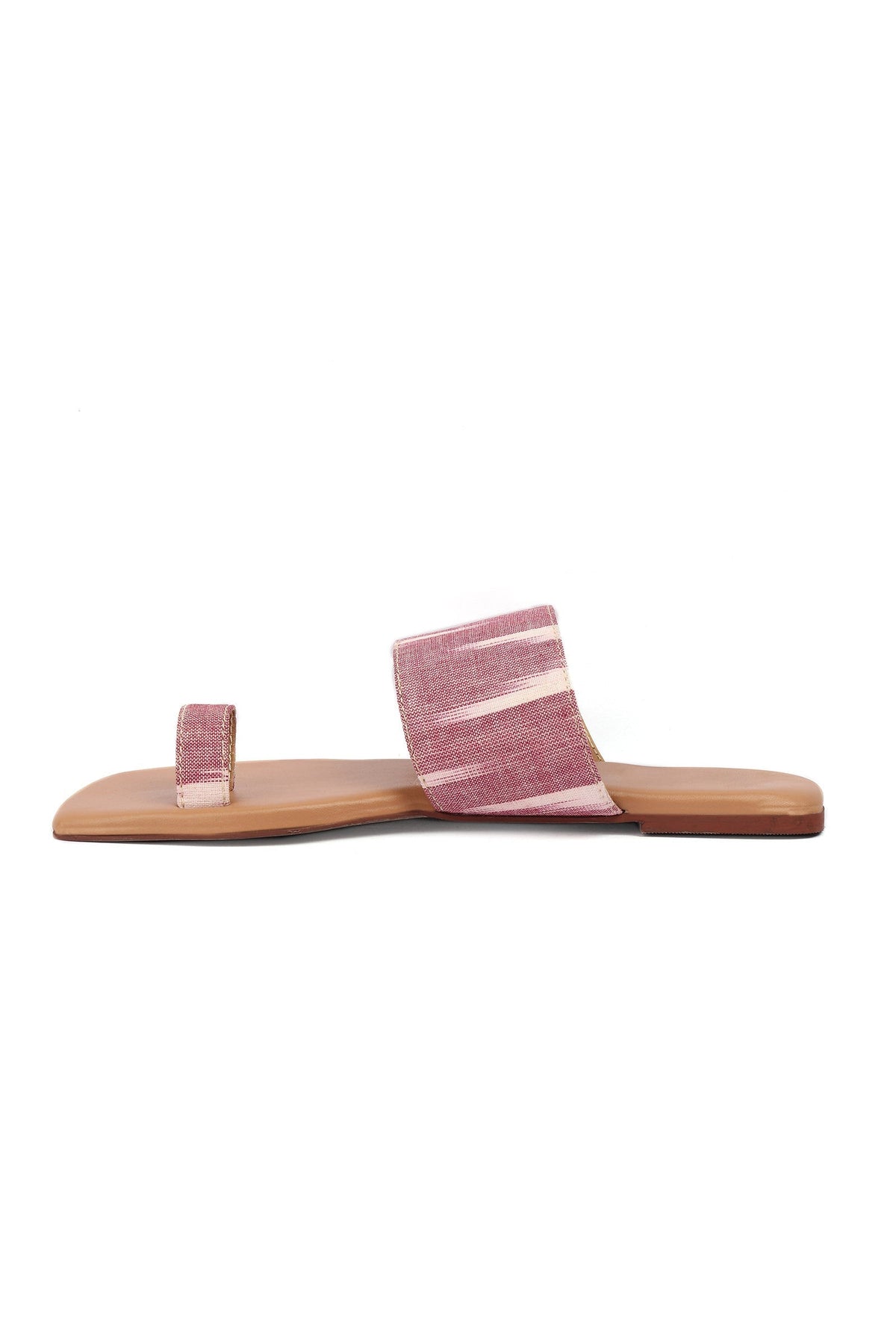 Pink & Cinnamon Brown Ikat One Toe Cruelty Free Leather Flats サイズ EU39