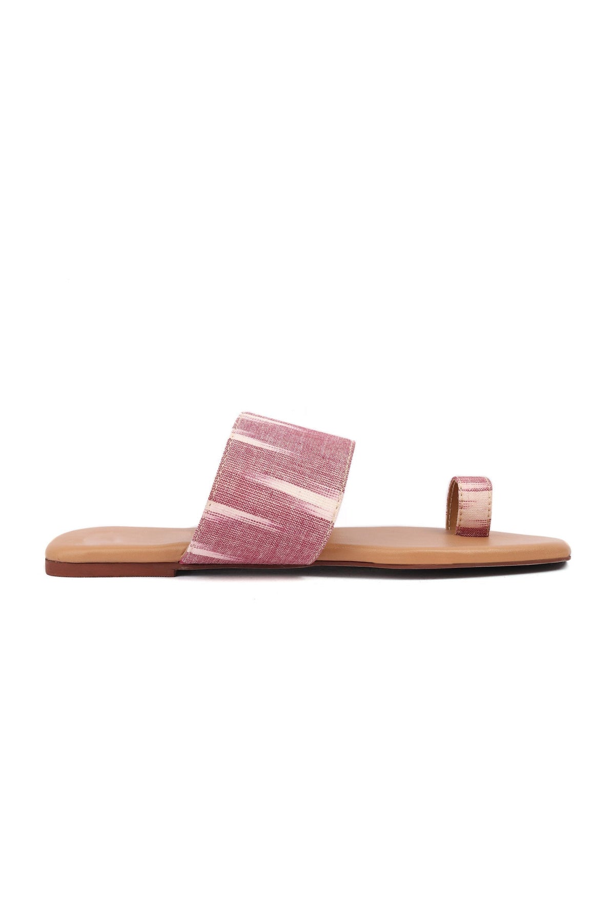 Pink & Cinnamon Brown Ikat One Toe Cruelty Free Leather Flats サイズ EU42