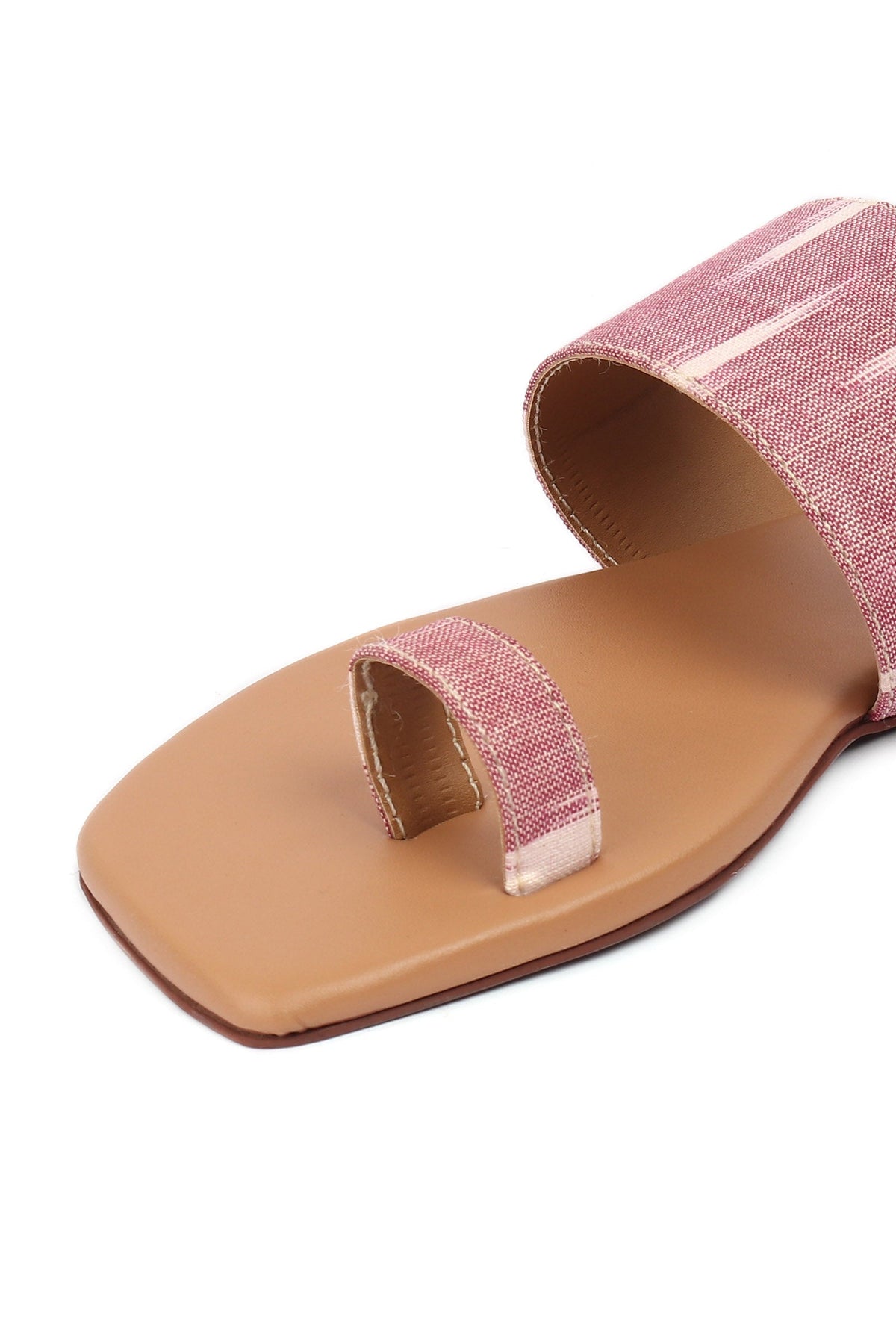 Pink & Cinnamon Brown Ikat One Toe Cruelty Free Leather Flats サイズ EU37