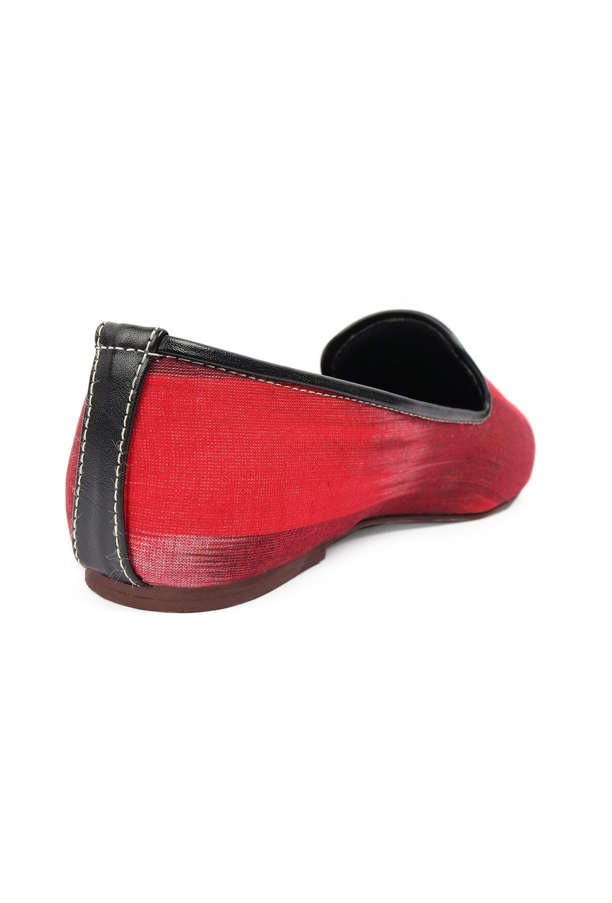 Black & Red Ikat Print Flat Cruelty Free Leather Ballerinas サイズ EU38