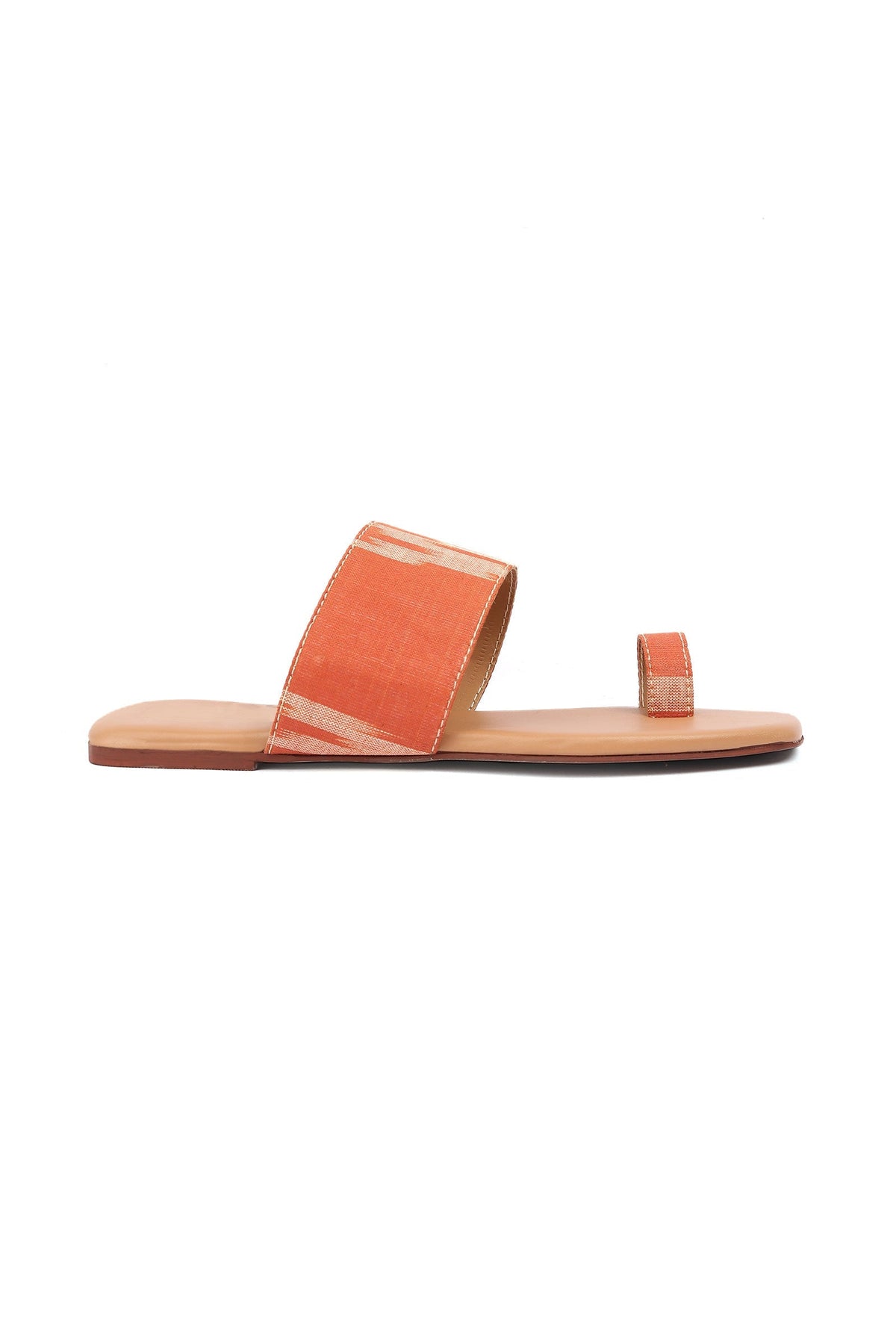 Red & Tawny Brown Ikat One Toe Cruelty Free Leather Flats サイズ EU42