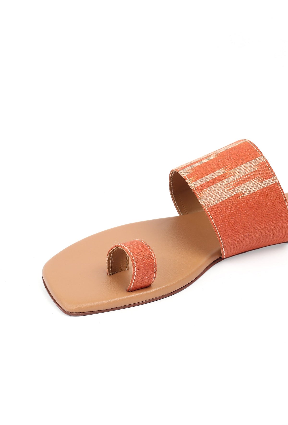 Red & Tawny Brown Ikat One Toe Cruelty Free Leather Flats サイズ EU39