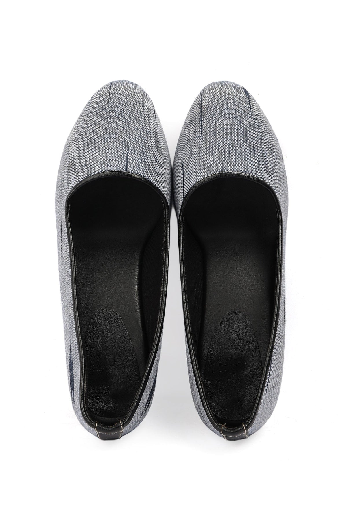 Grey & Black Ikat Block Heels Cruelty Free Leather Ballerinas サイズ EU42