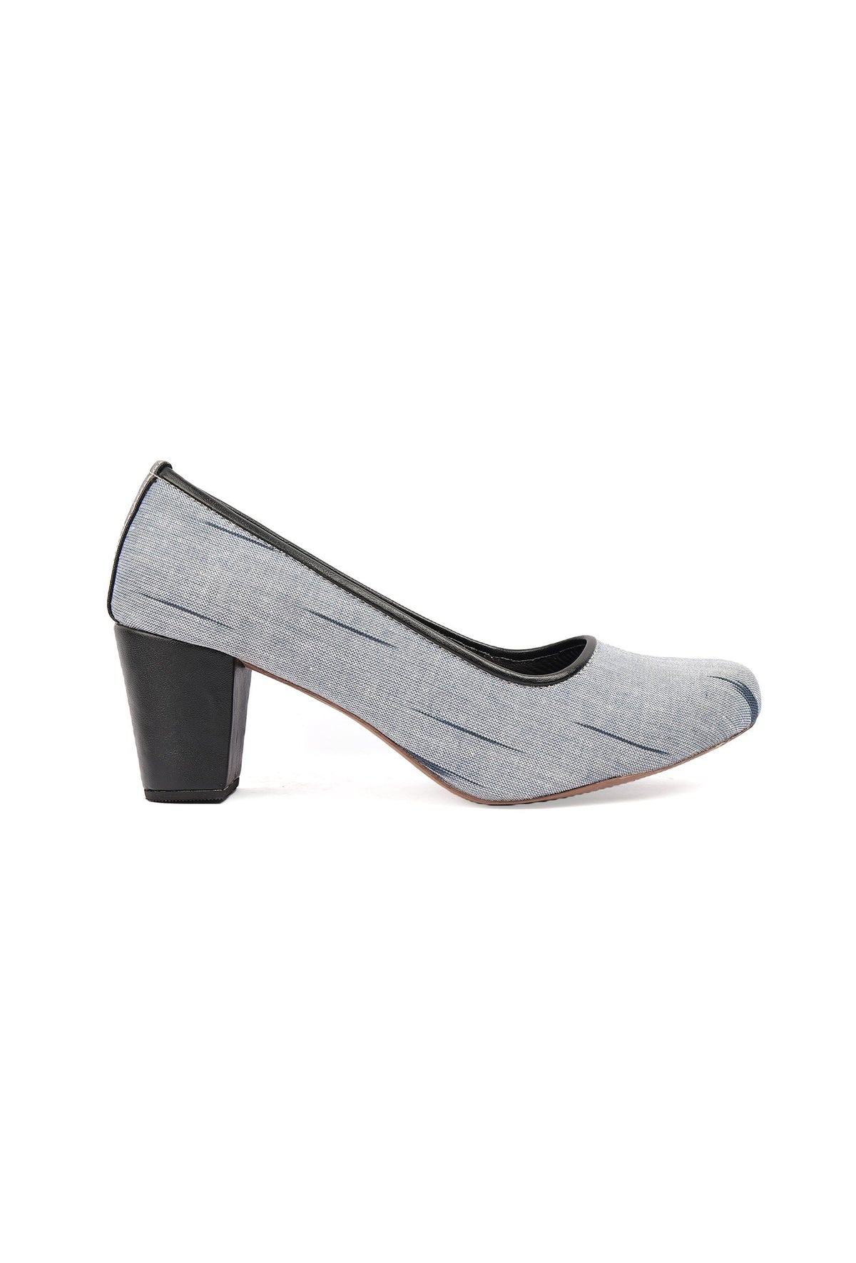 Grey & Black Ikat Block Heels Cruelty Free Leather Ballerinas サイズ EU42