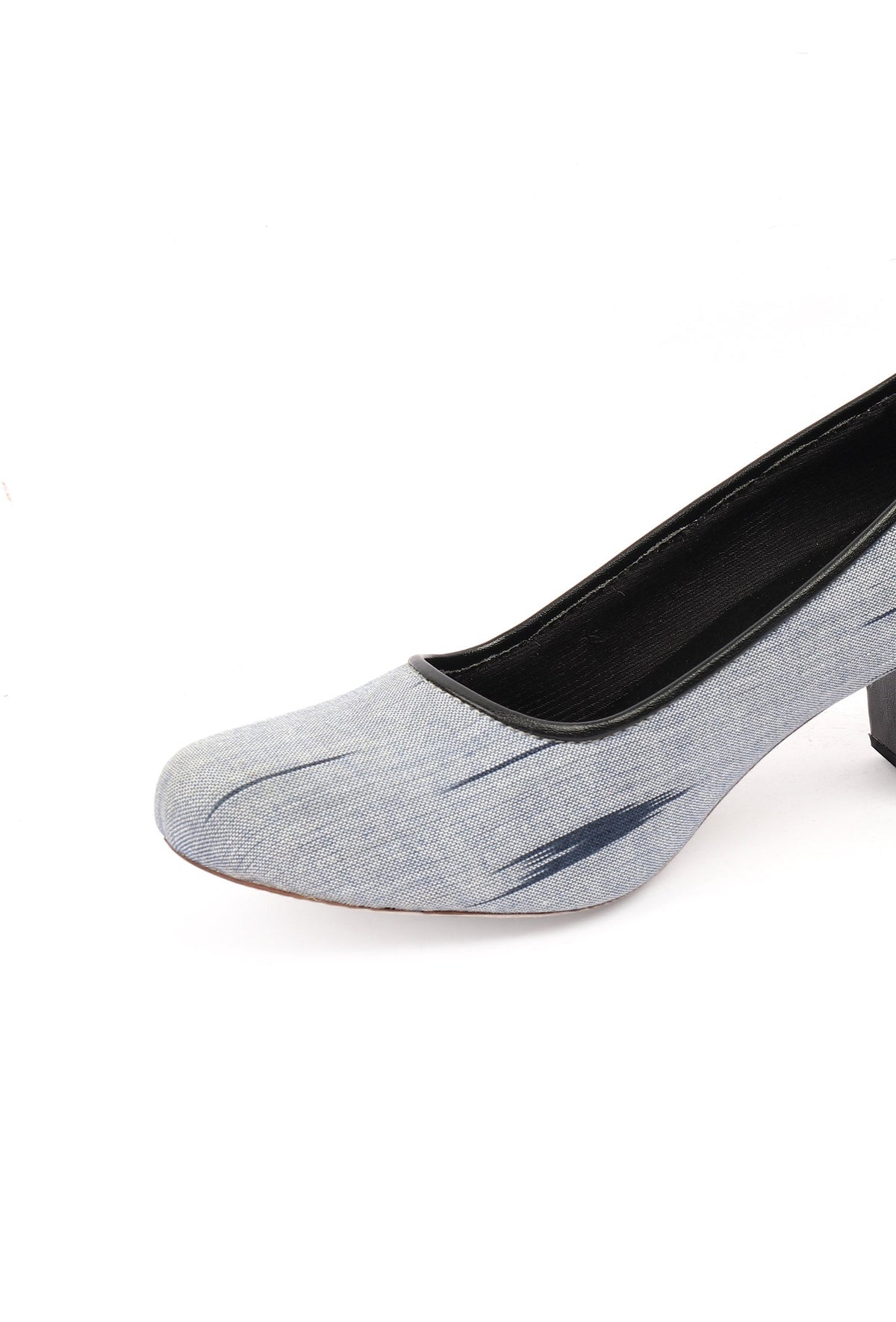 Grey & Black Ikat Block Heels Cruelty Free Leather Ballerinas サイズ EU38