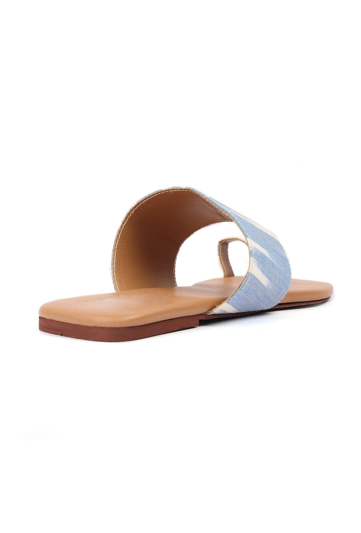 Arctic Blue & Tortilla Brown Ikat One Toe Cruelty Free Leather Flats サイズ EU42