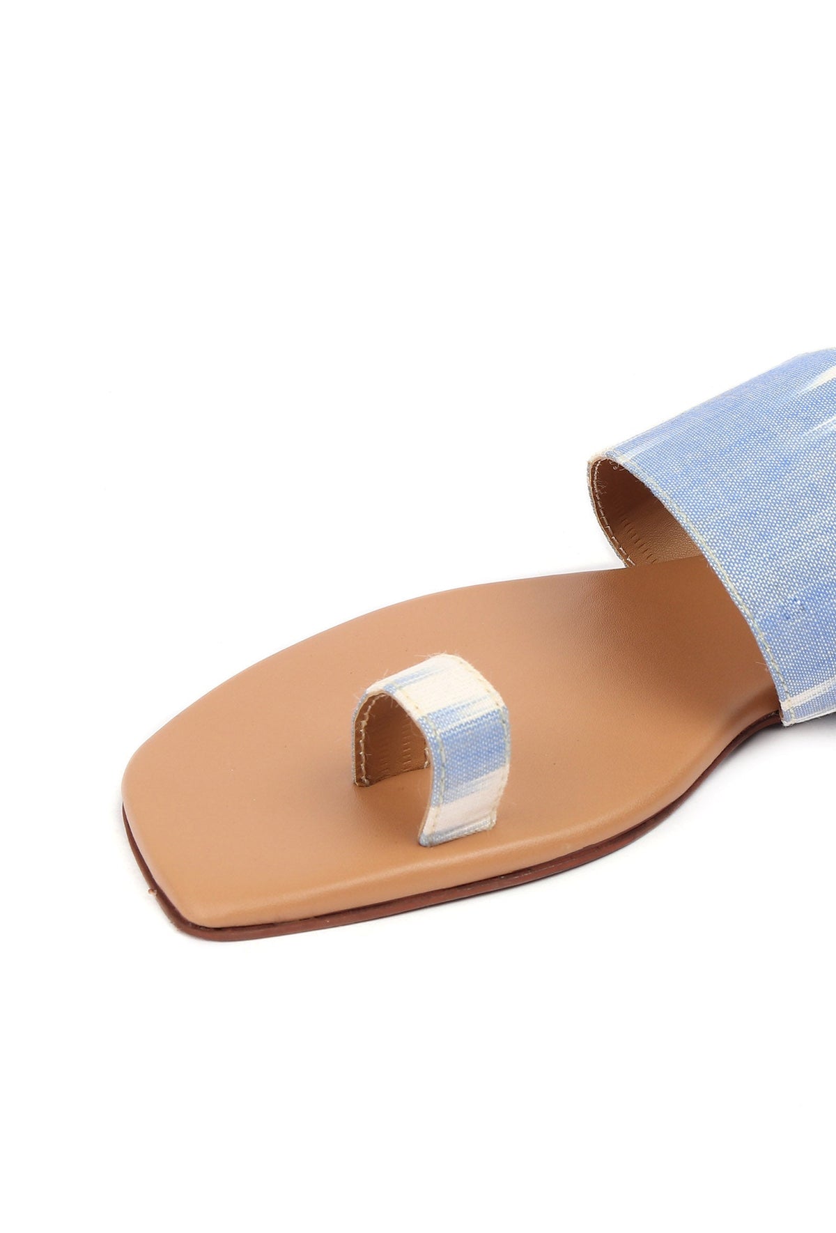 Arctic Blue & Tortilla Brown Ikat One Toe Cruelty Free Leather Flats サイズ EU36
