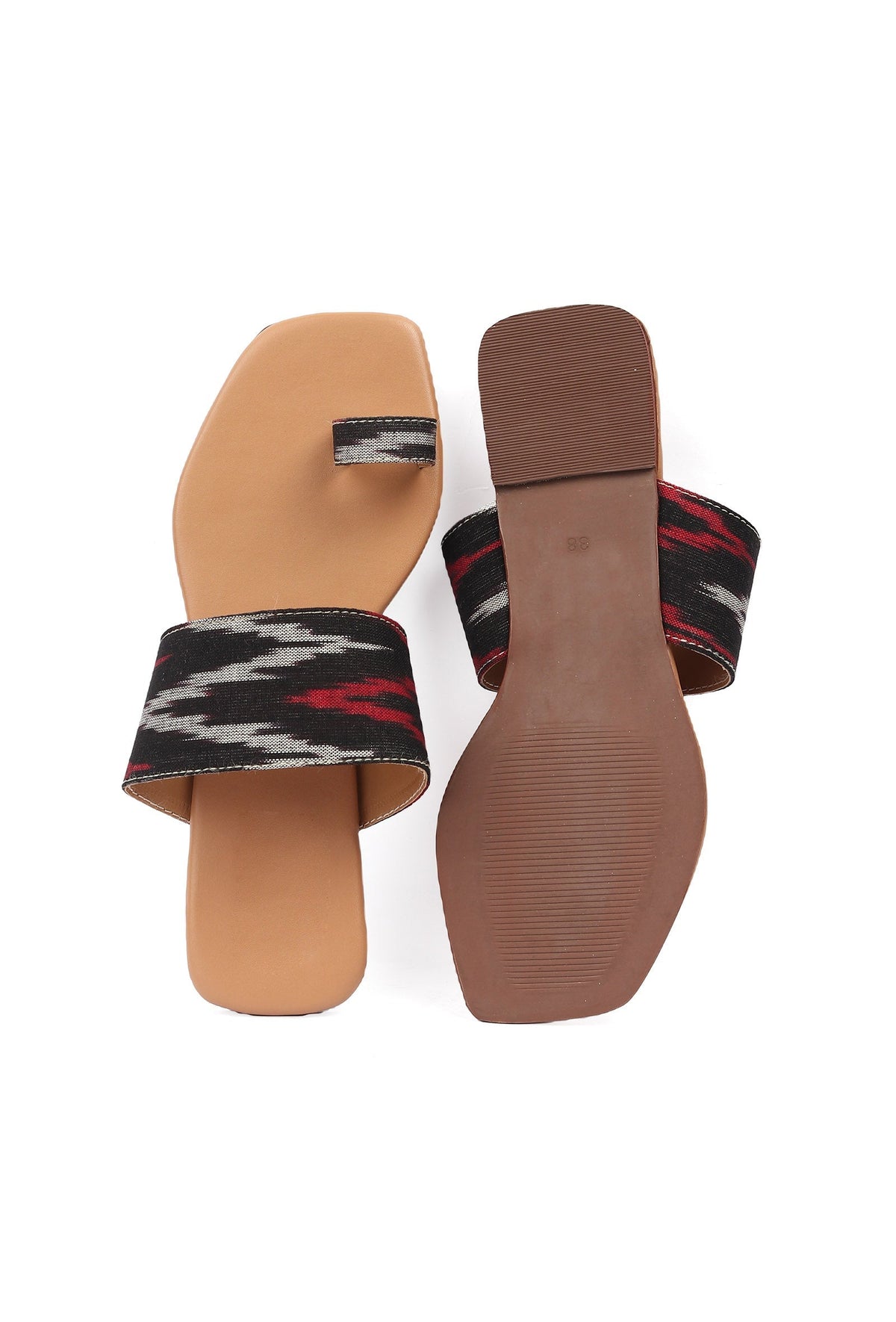 Multi Colored Ikat One Toe Cruelty Free Leather Flats サイズ EU36
